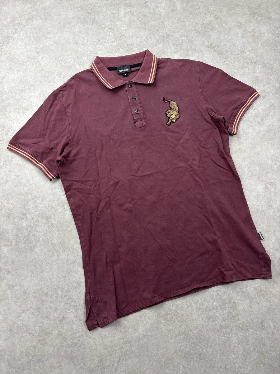 AW2017 Cavalli Burgundy Leopard Embroidered Polo OYtcKsQb 3