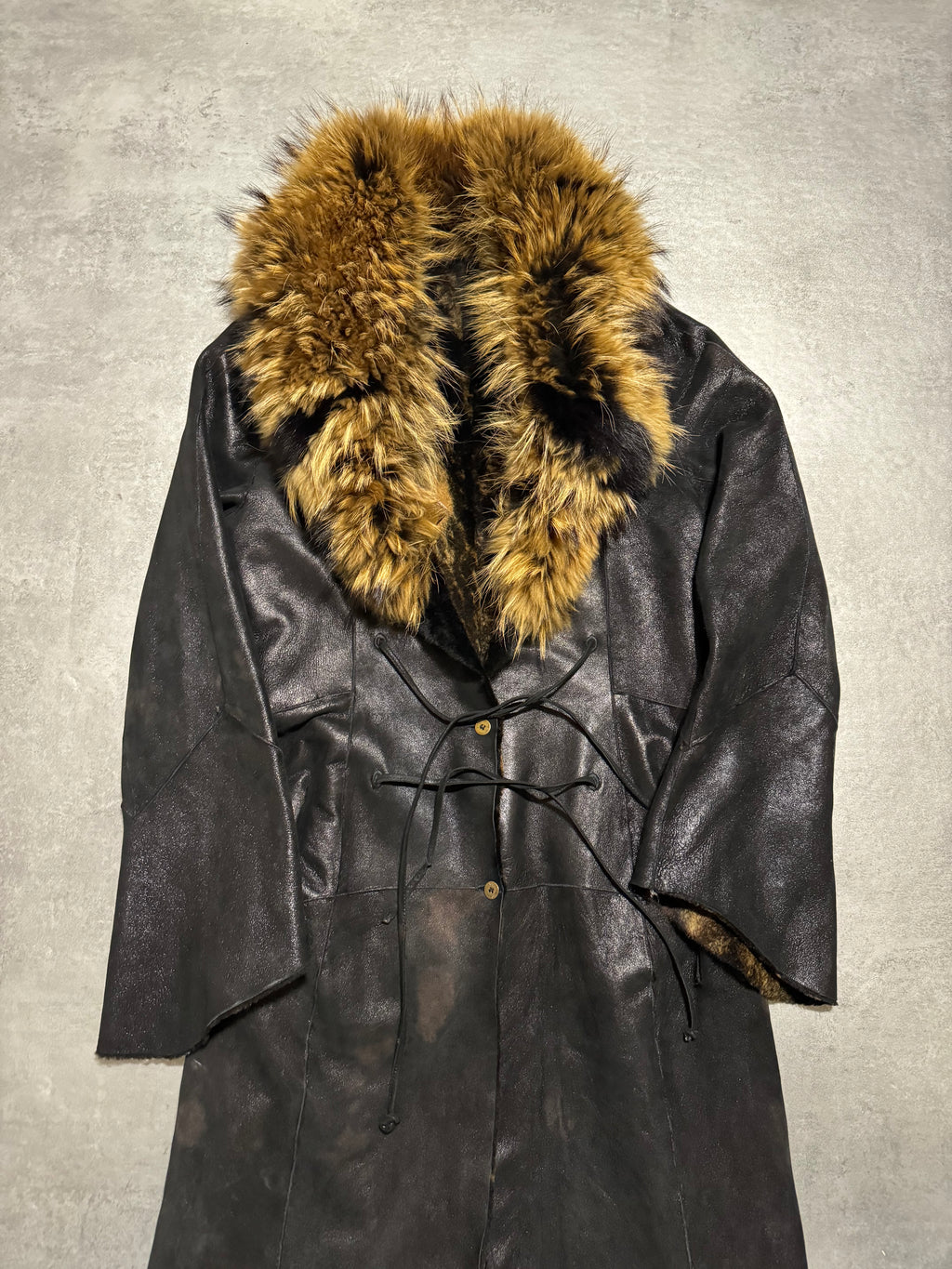 FW1998 Roberto Cavalli Premium Leather Trench Reversible Fur Royal