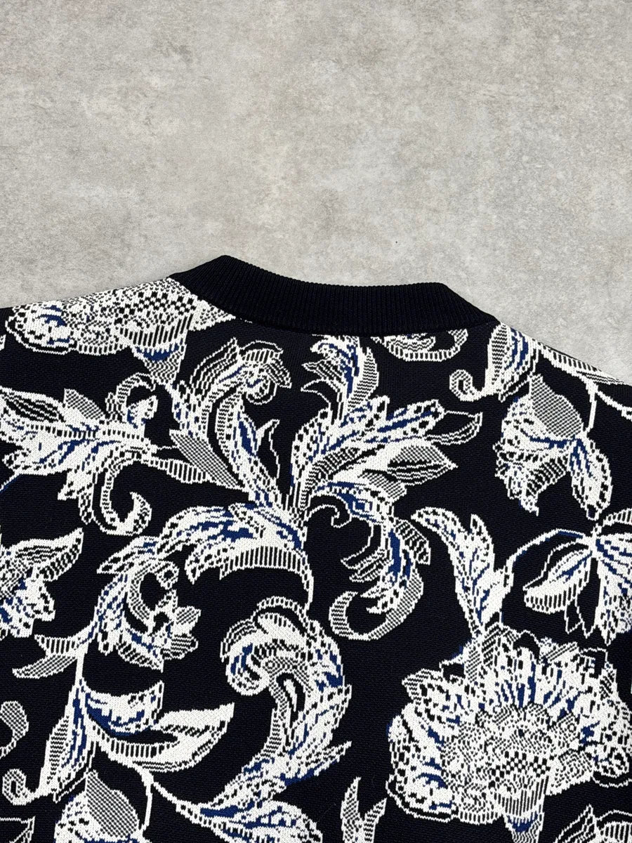 Louis Vuitton Navy Floral Jacquard Zip-Up Bomber Jacket OamMsxNT 8