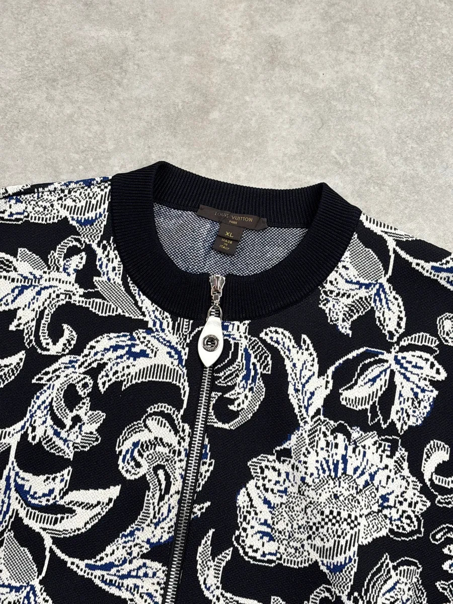 Louis Vuitton Navy Floral Jacquard Zip-Up Bomber Jacket OamMsxNT 6