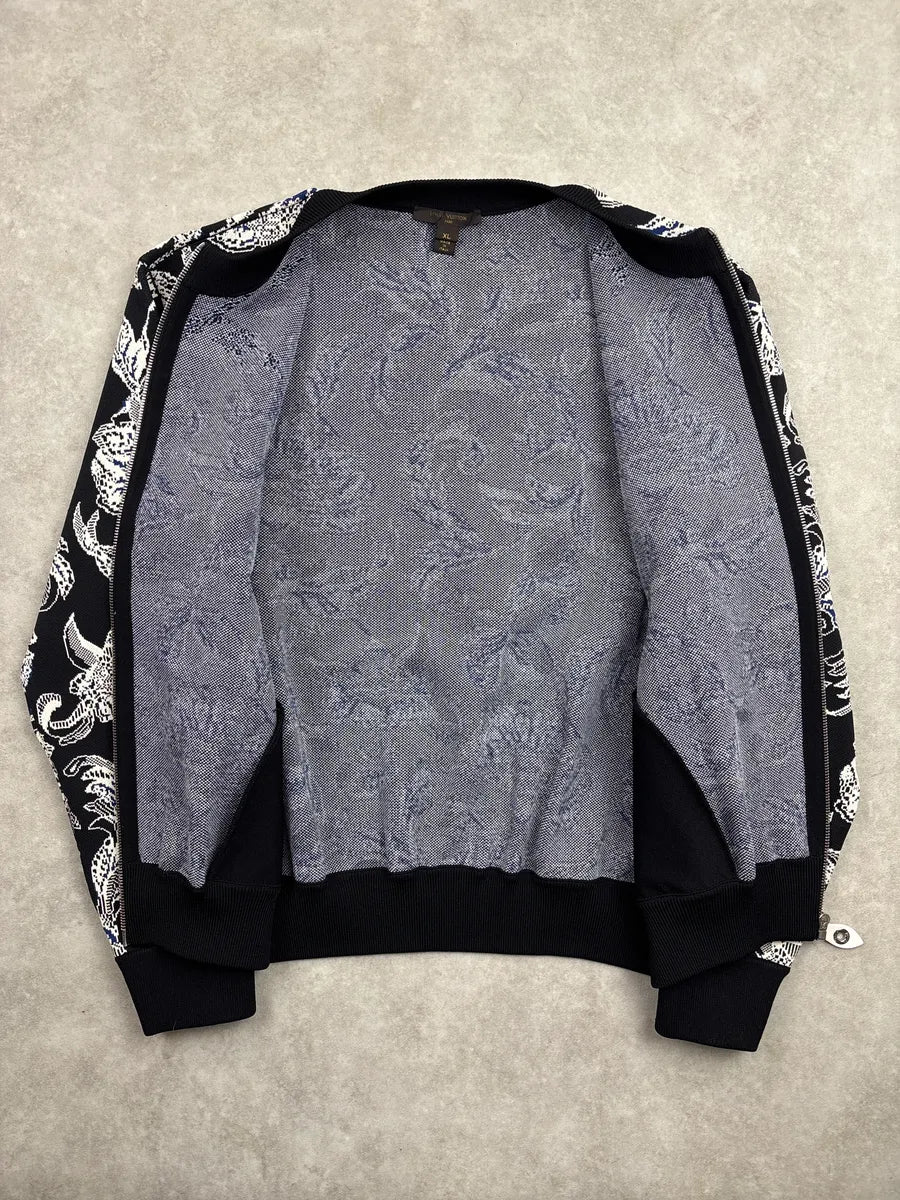 Louis Vuitton Navy Floral Jacquard Zip-Up Bomber Jacket OamMsxNT 3