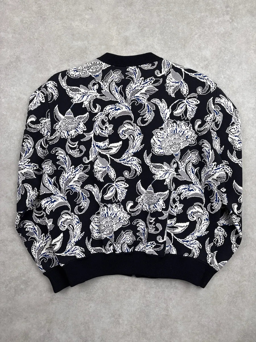 Louis Vuitton Navy Floral Jacquard Zip-Up Bomber Jacket OamMsxNT 4