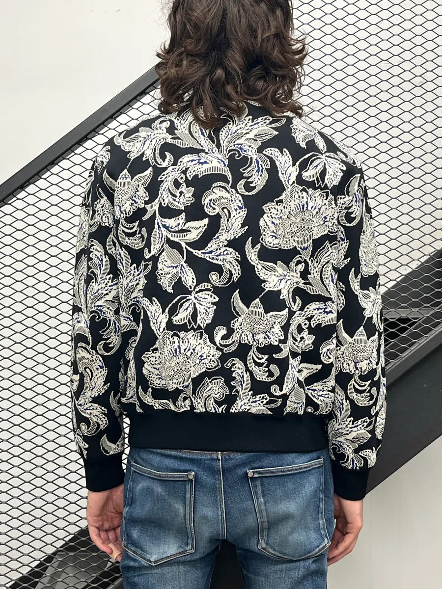 Louis Vuitton Navy Floral Jacquard Zip-Up Bomber Jacket OamMsxNT 2