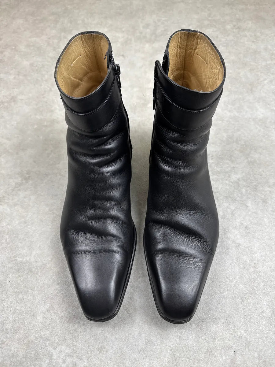 Gucci Black Leather Interlocking G Square Ankle Boots ObESYMNo 1