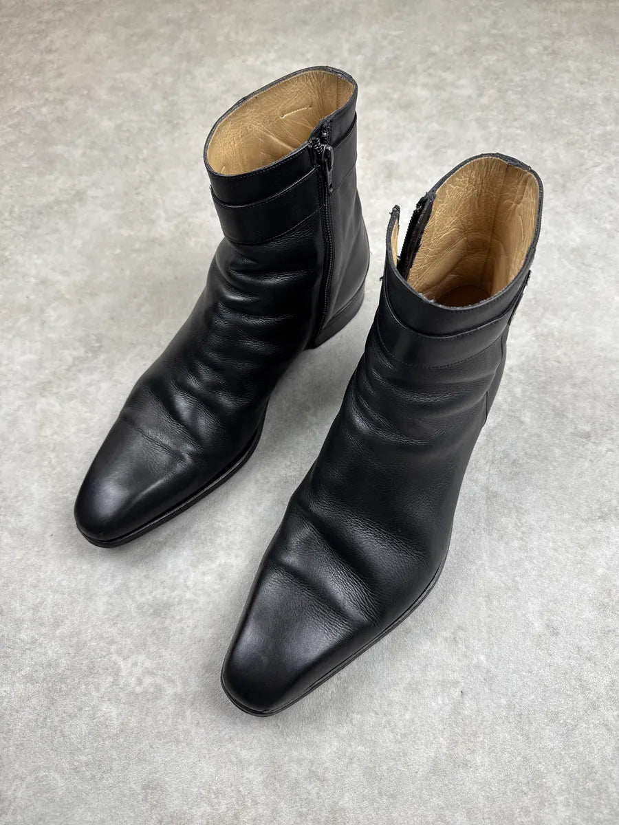 Gucci Black Leather Interlocking G Square Ankle Boots ObESYMNo 2