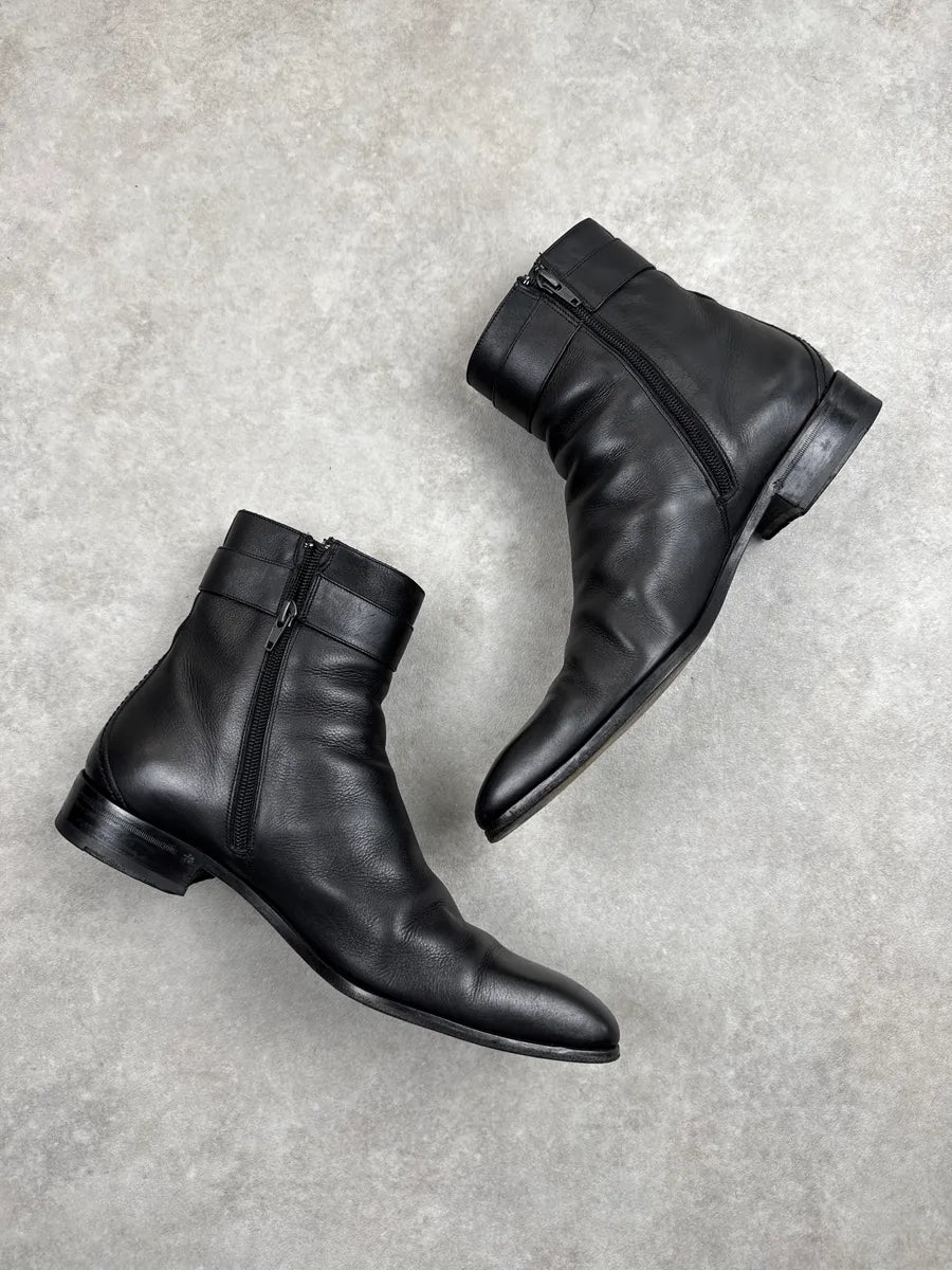 Gucci Black Leather Interlocking G Square Ankle Boots ObESYMNo 4