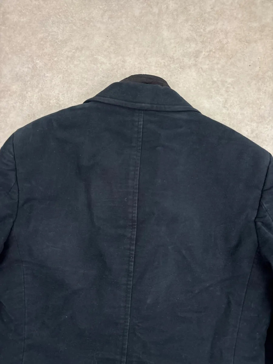 AW2011 Prada Dark Navy & Black Quilted Bib Three-Button Long Coat OcpUXofF 9