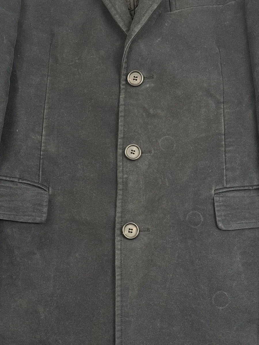 AW2011 Prada Dark Navy & Black Quilted Bib Three-Button Long Coat OcpUXofF 7
