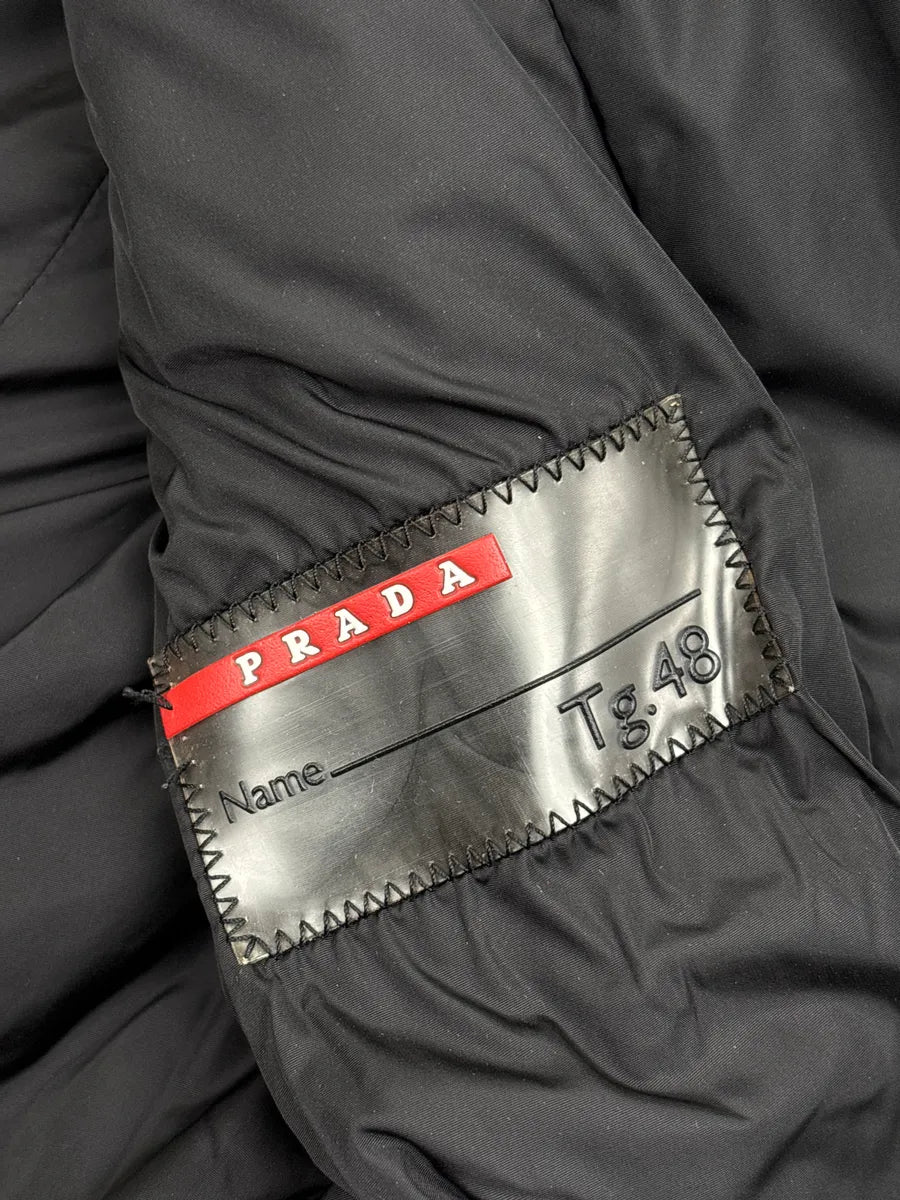 AW2011 Prada Dark Navy & Black Quilted Bib Three-Button Long Coat OcpUXofF 10