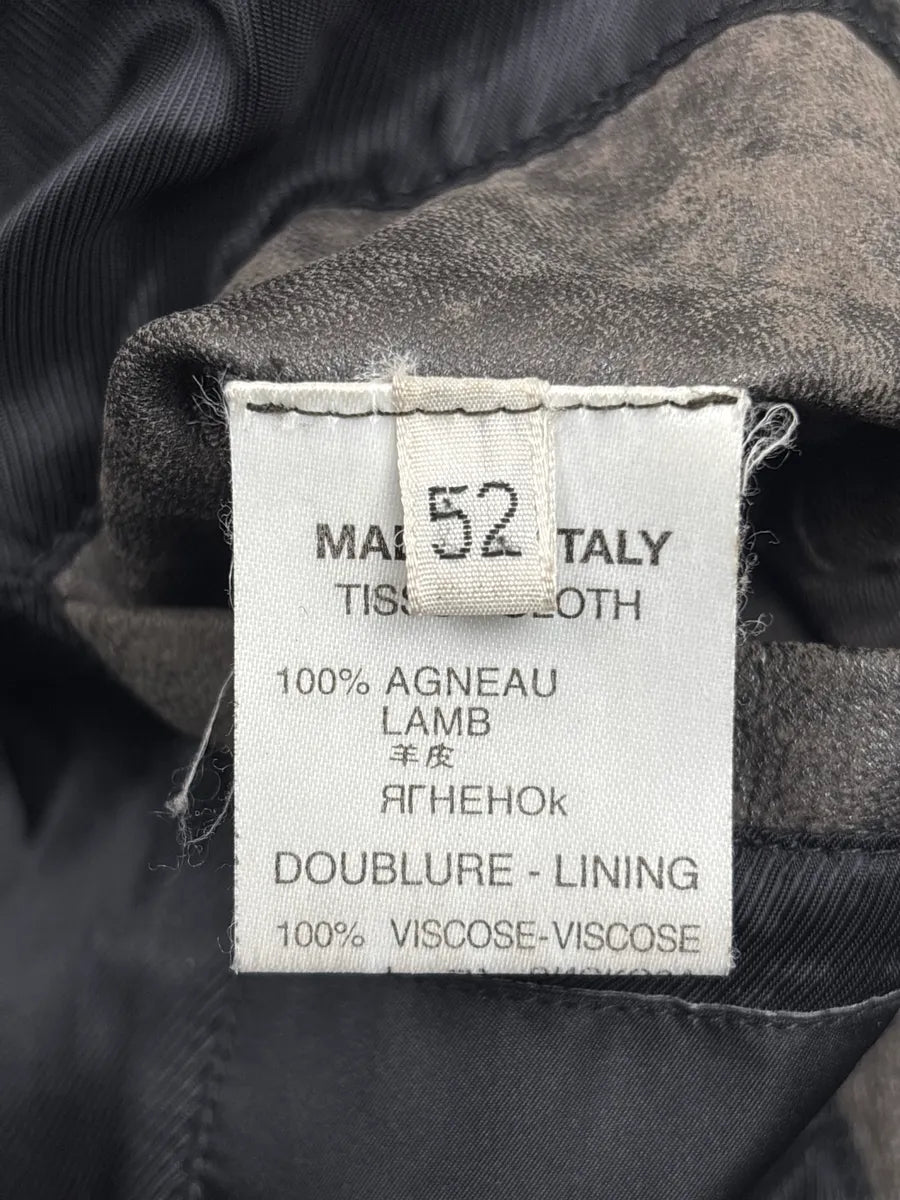 2000s Givenchy Dark Grey Brown Eroded Leather Zip Bomber Jacket OeFfqITd 13
