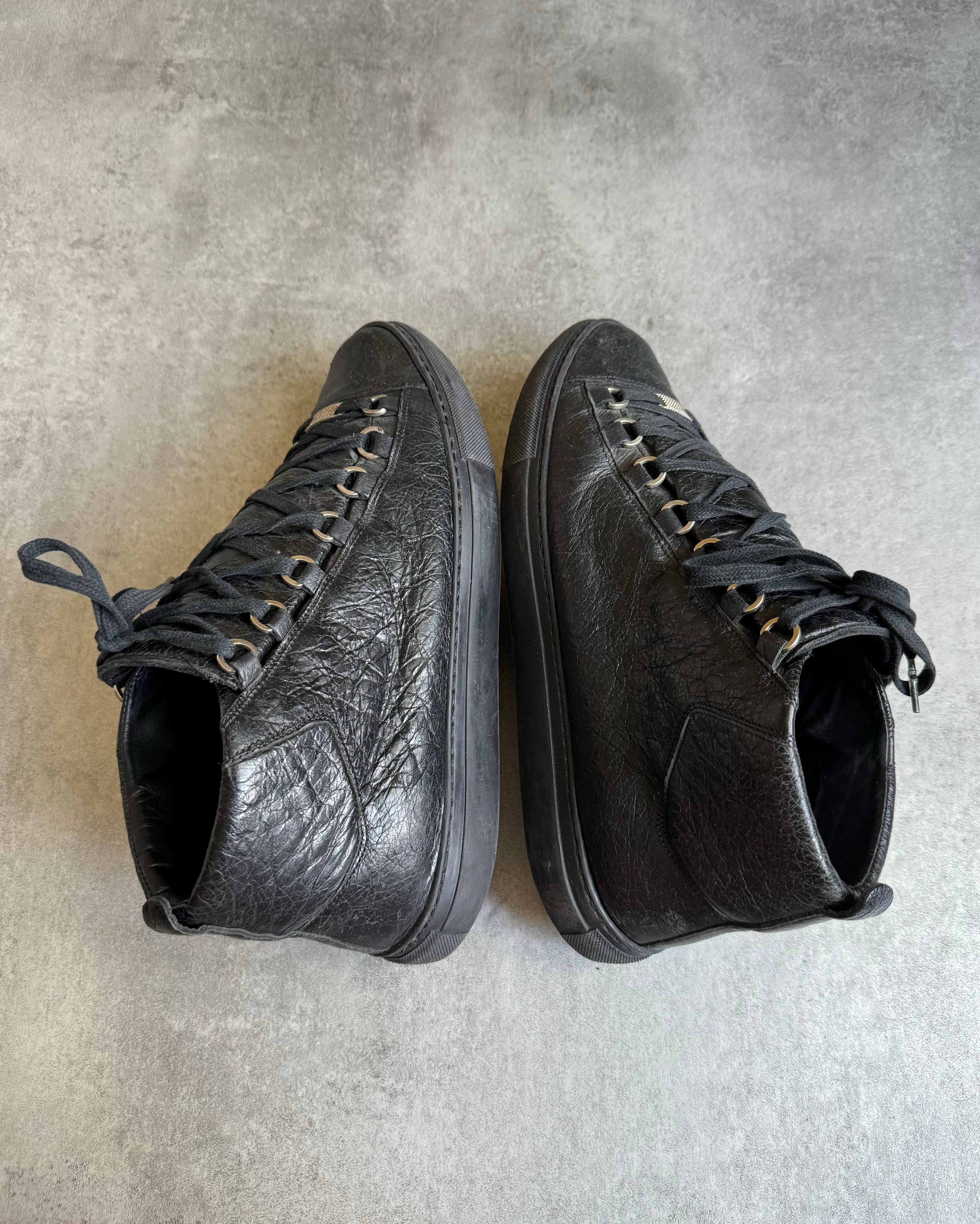 Balenciaga Arena High Black Leather Shoes (43) - 6