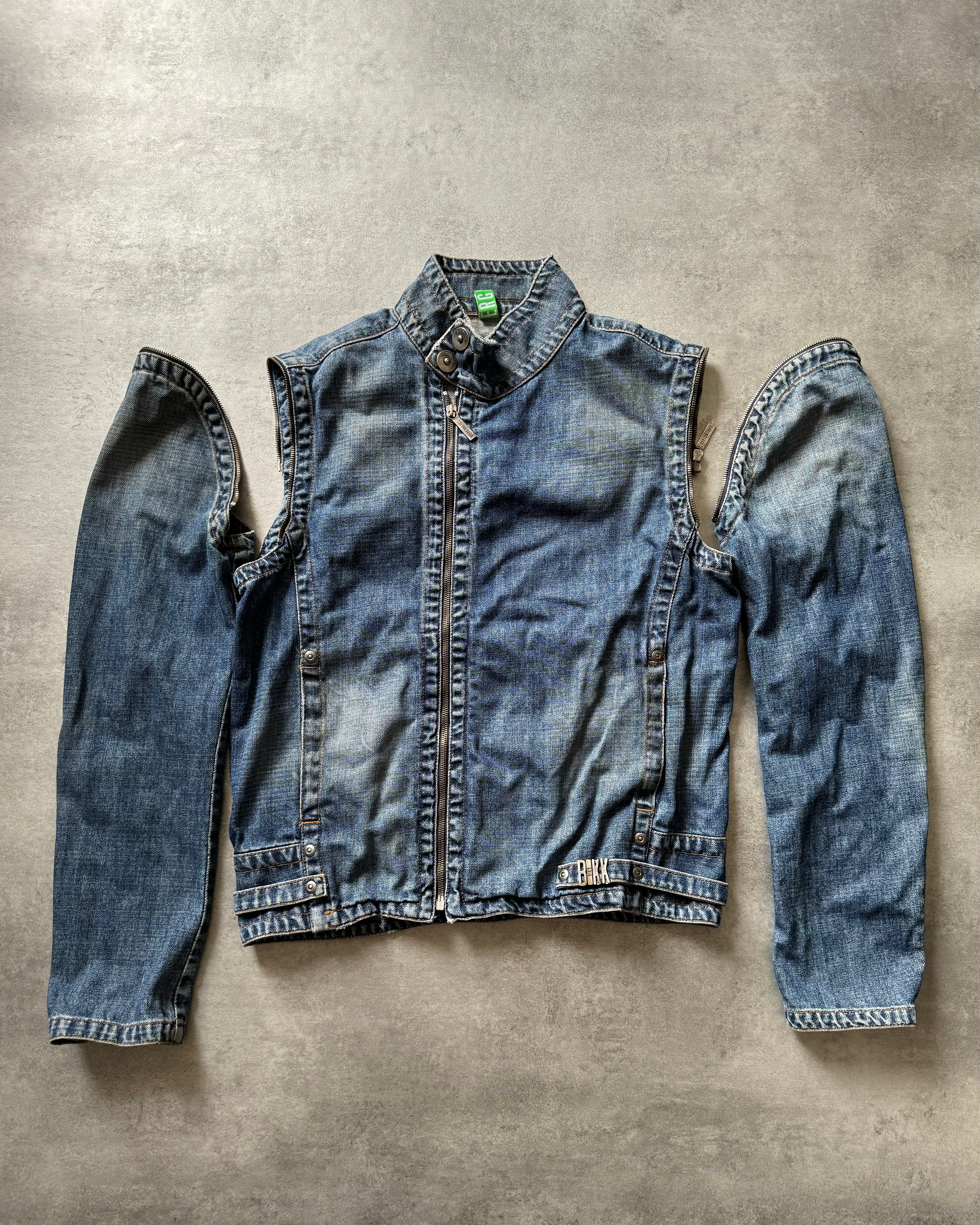 AW2005 Dirk Bikkembergs Asymmetrical Denim Jacket with Detachable Arms  (L) - 2