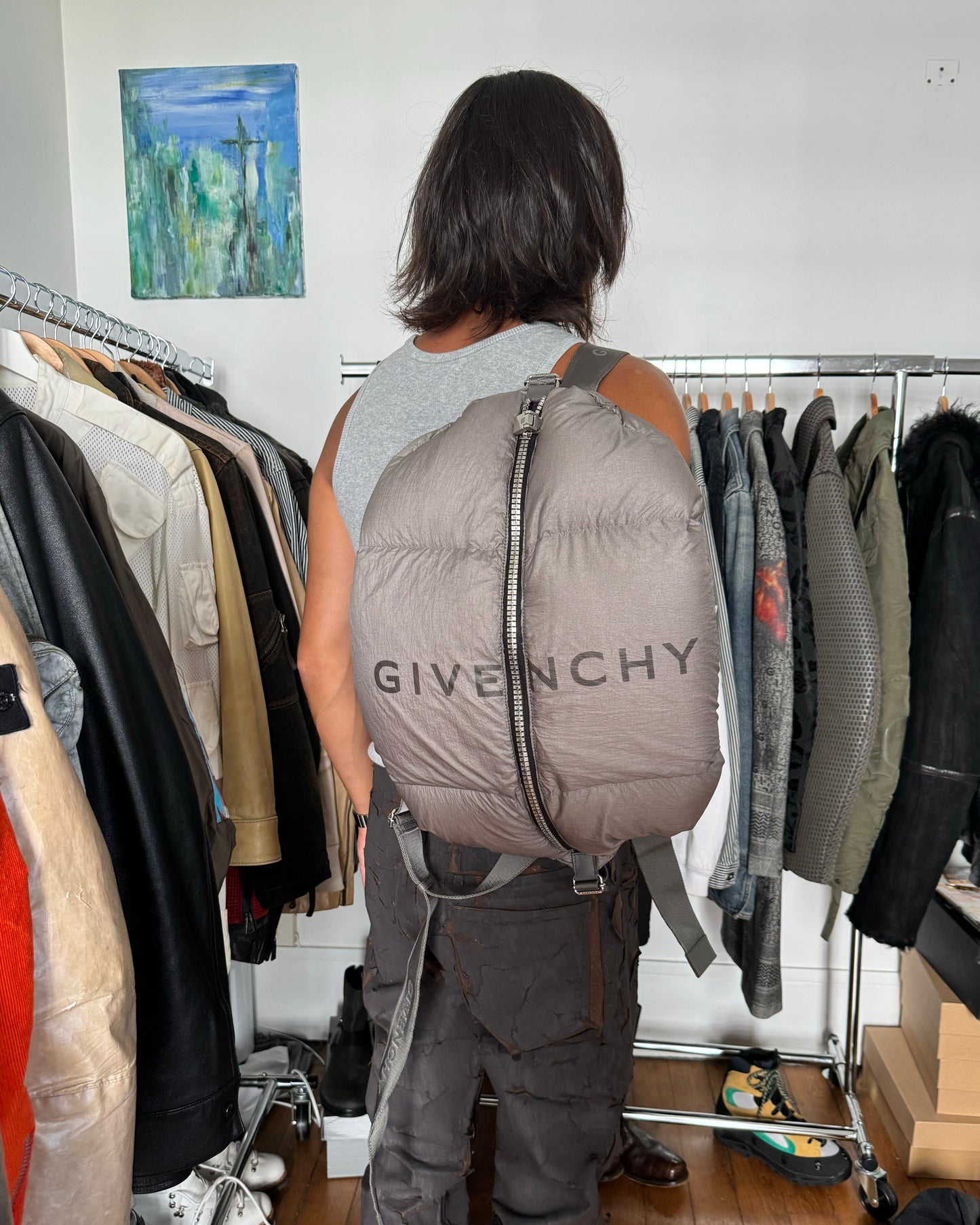 AW2022 Givenchy G-Zip Backpack Padded Nylon Grey (OS) - 1