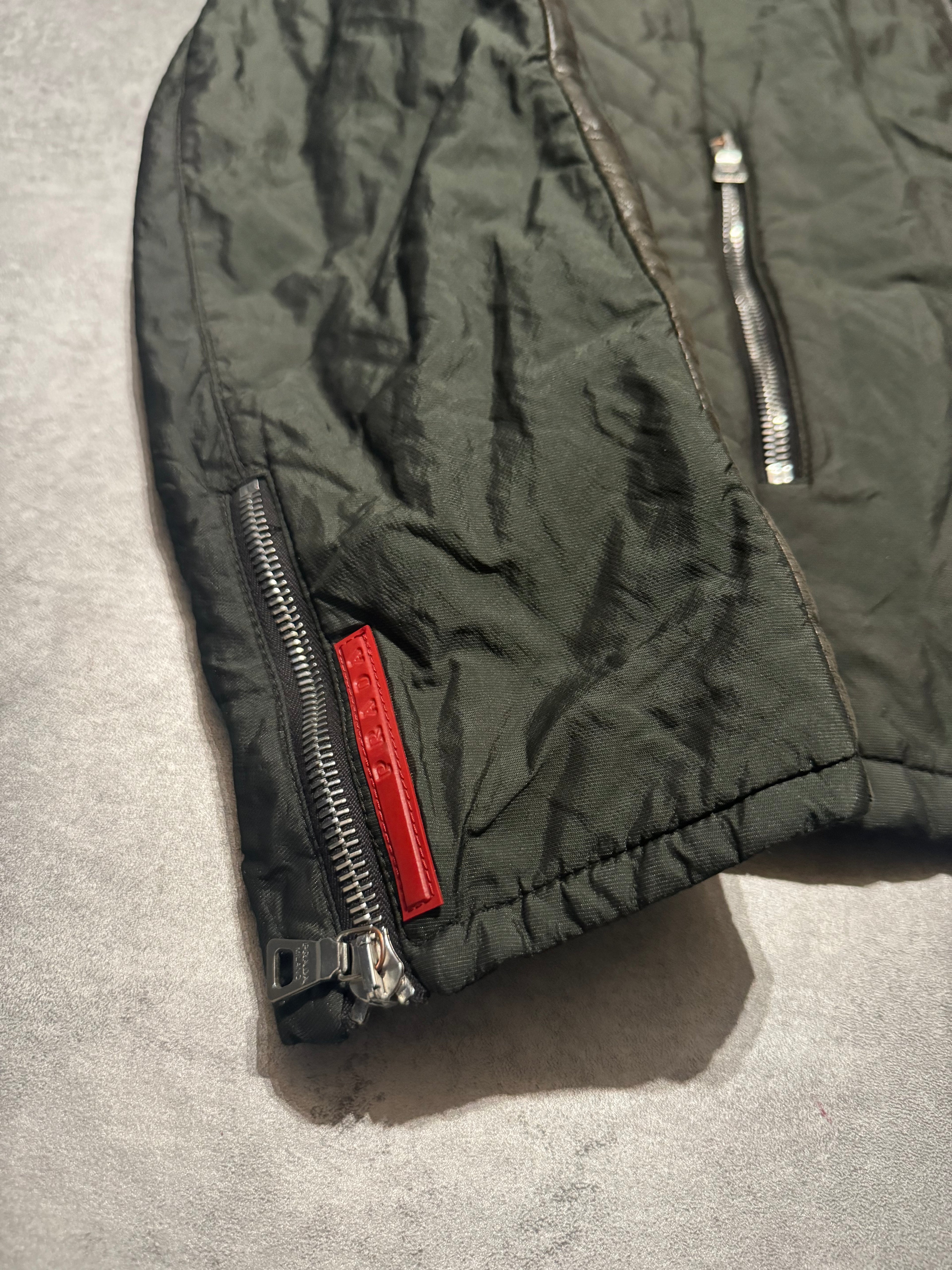 2000s Prada Green Nylon Linea Rossa Biker Jacket (M/L) - 14