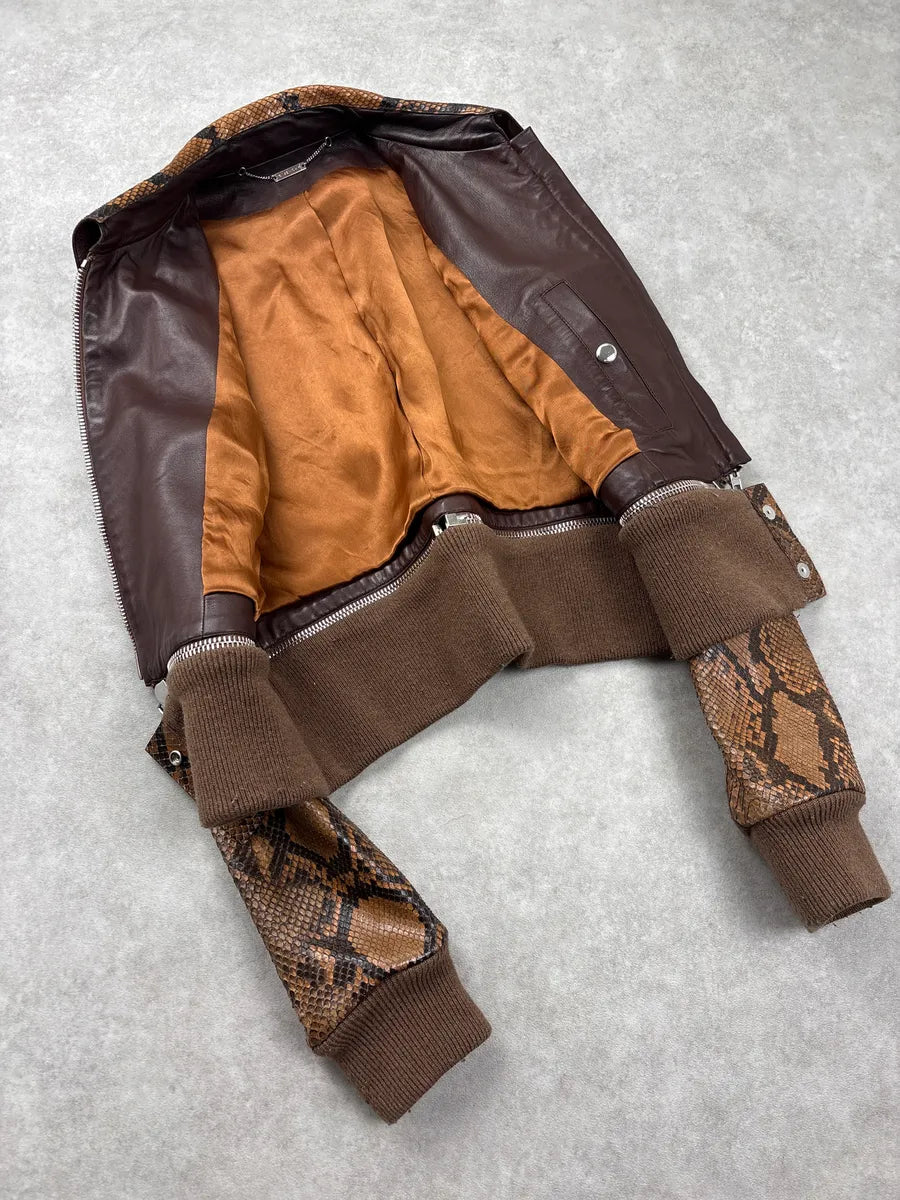 SS2010 Givenchy Brown Python Leather Zip Bomber Jacket by Riccardo Tisci OkWnzvhx 6