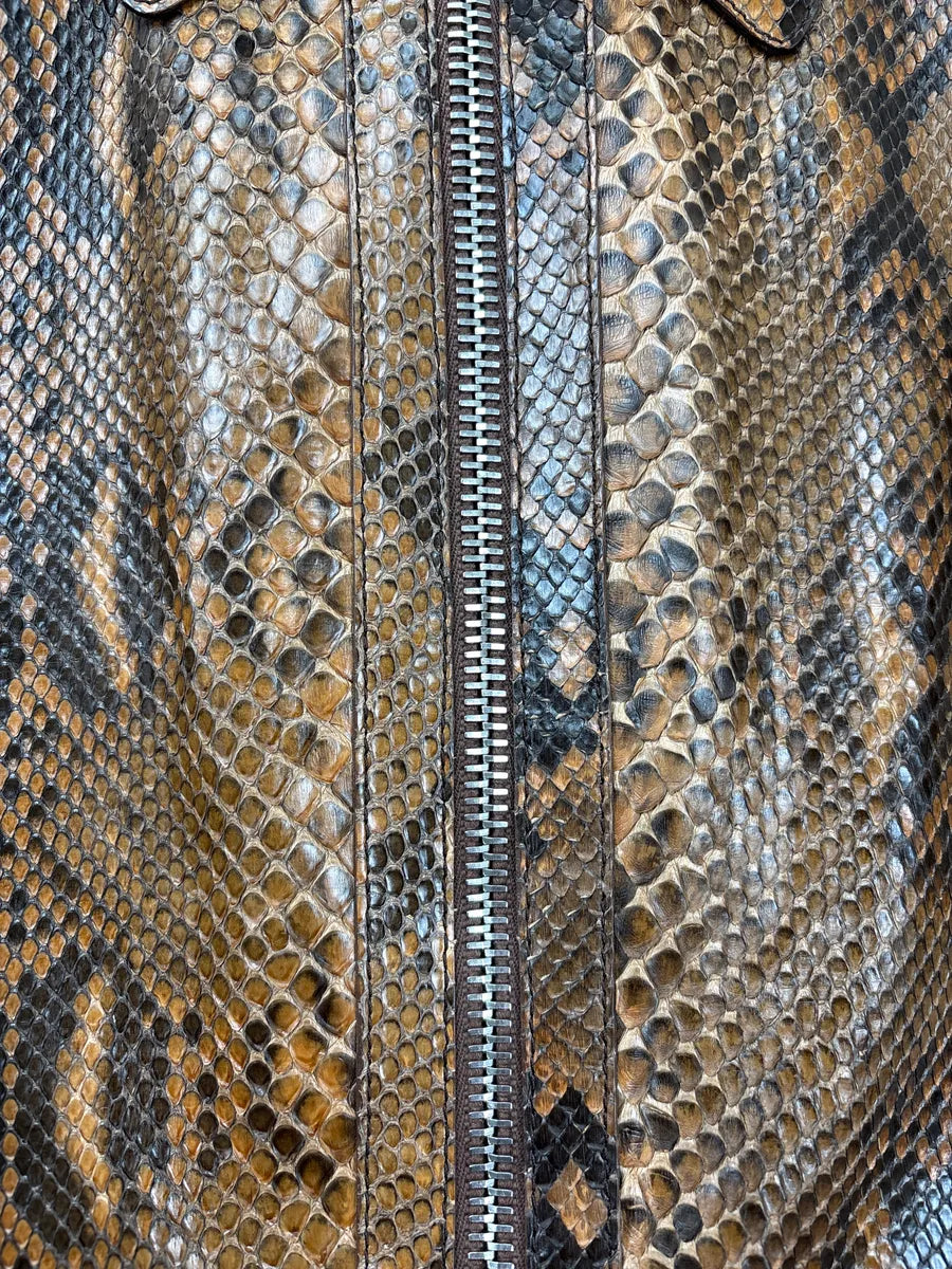 SS2010 Givenchy Brown Python Leather Zip Bomber Jacket by Riccardo Tisci OkWnzvhx 9