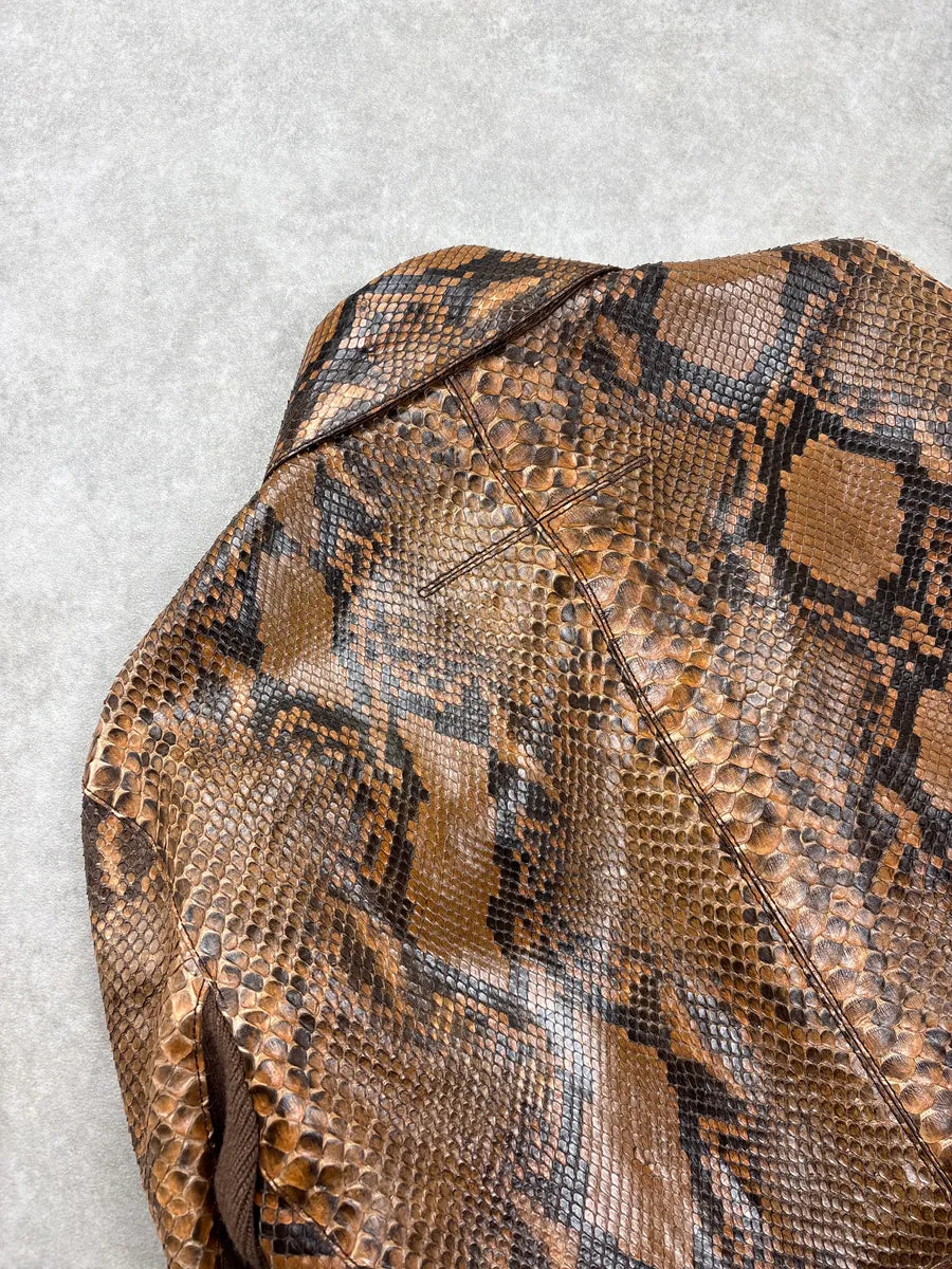 SS2010 Givenchy Brown Python Leather Zip Bomber Jacket by Riccardo Tisci OkWnzvhx 8