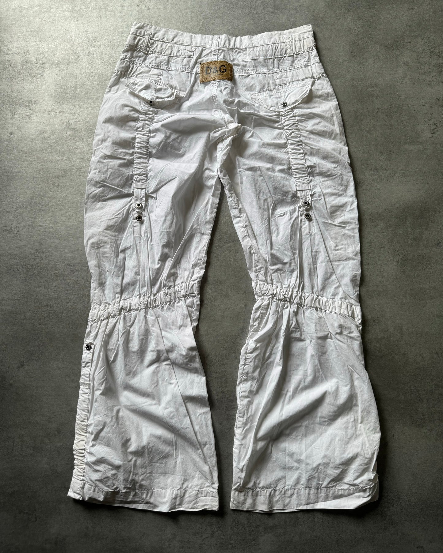 SS2004 Dolce & Gabbana Utility Flared Cargo White Pants (M) - 3
