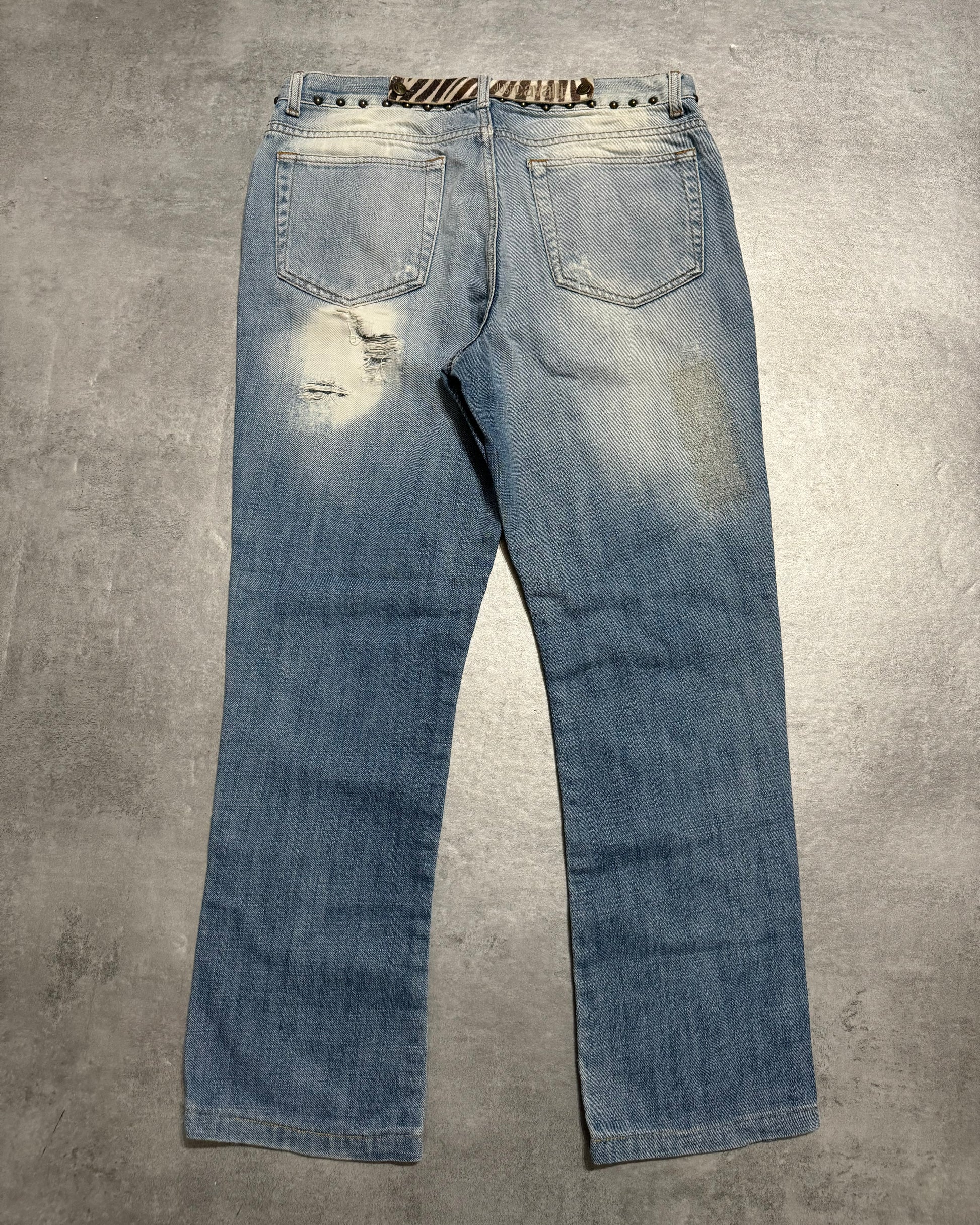 AW2005 Cavalli Embellished Blue Faded Denim Jeans (M) - 2