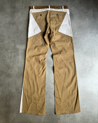 SS2004 Just Cavalli Geometrical Relaxed Tricolor Beige White Pants (M) - 2