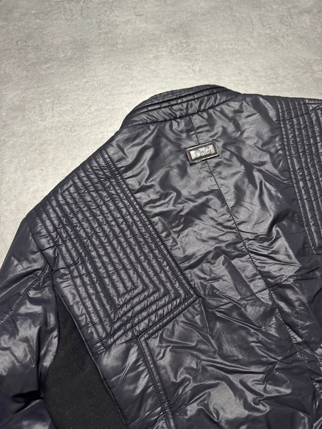 2000s Dolce & Gabbana Navy Puffer Biker Boosted Jacket (L) - 9