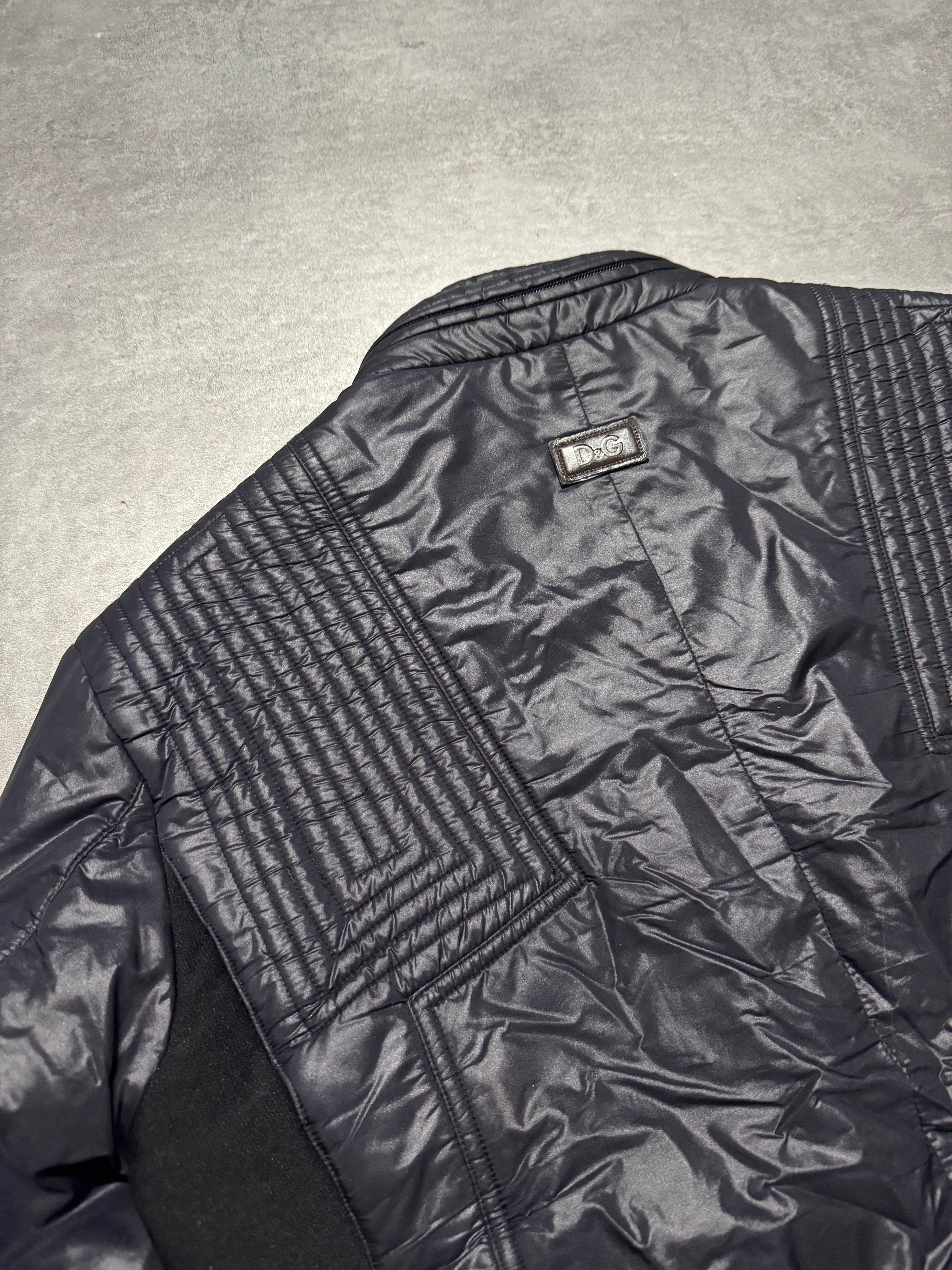 2000s Dolce & Gabbana Navy Puffer Biker Boosted Jacket (L) - 9