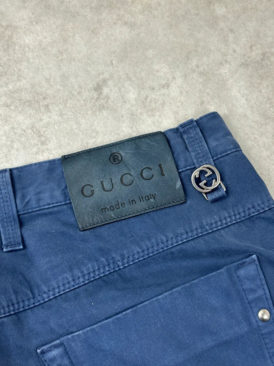 SS2009 Gucci Dark Blue Logo Hardware Straight Pants by Frida Giannini OqFSlowr 12