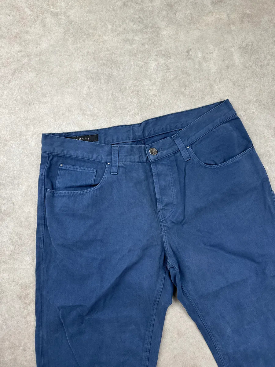 SS2009 Gucci Dark Blue Logo Hardware Straight Pants by Frida Giannini OqFSlowr 6