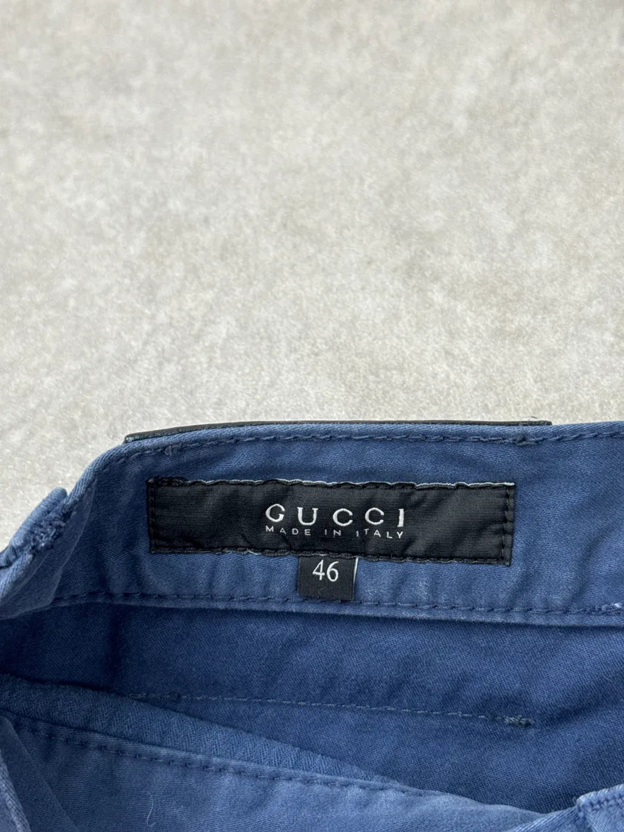 SS2009 Gucci Dark Blue Logo Hardware Straight Pants by Frida Giannini OqFSlowr 9