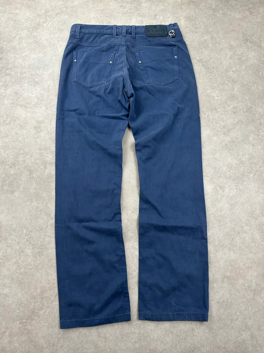 SS2009 Gucci Dark Blue Logo Hardware Straight Pants by Frida Giannini OqFSlowr 5