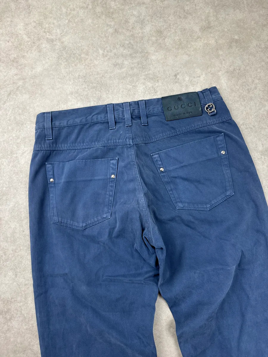 SS2009 Gucci Dark Blue Logo Hardware Straight Pants by Frida Giannini OqFSlowr 8
