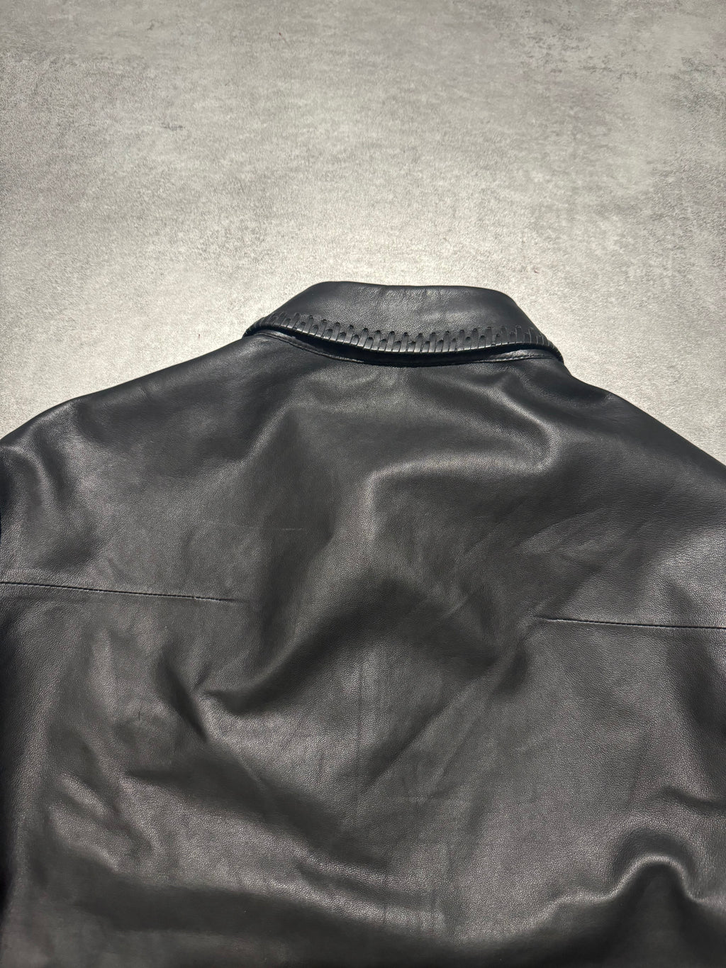 AW2000 Roberto Cavalli Black Minimalist Premium Leather Shirt (S) - 3