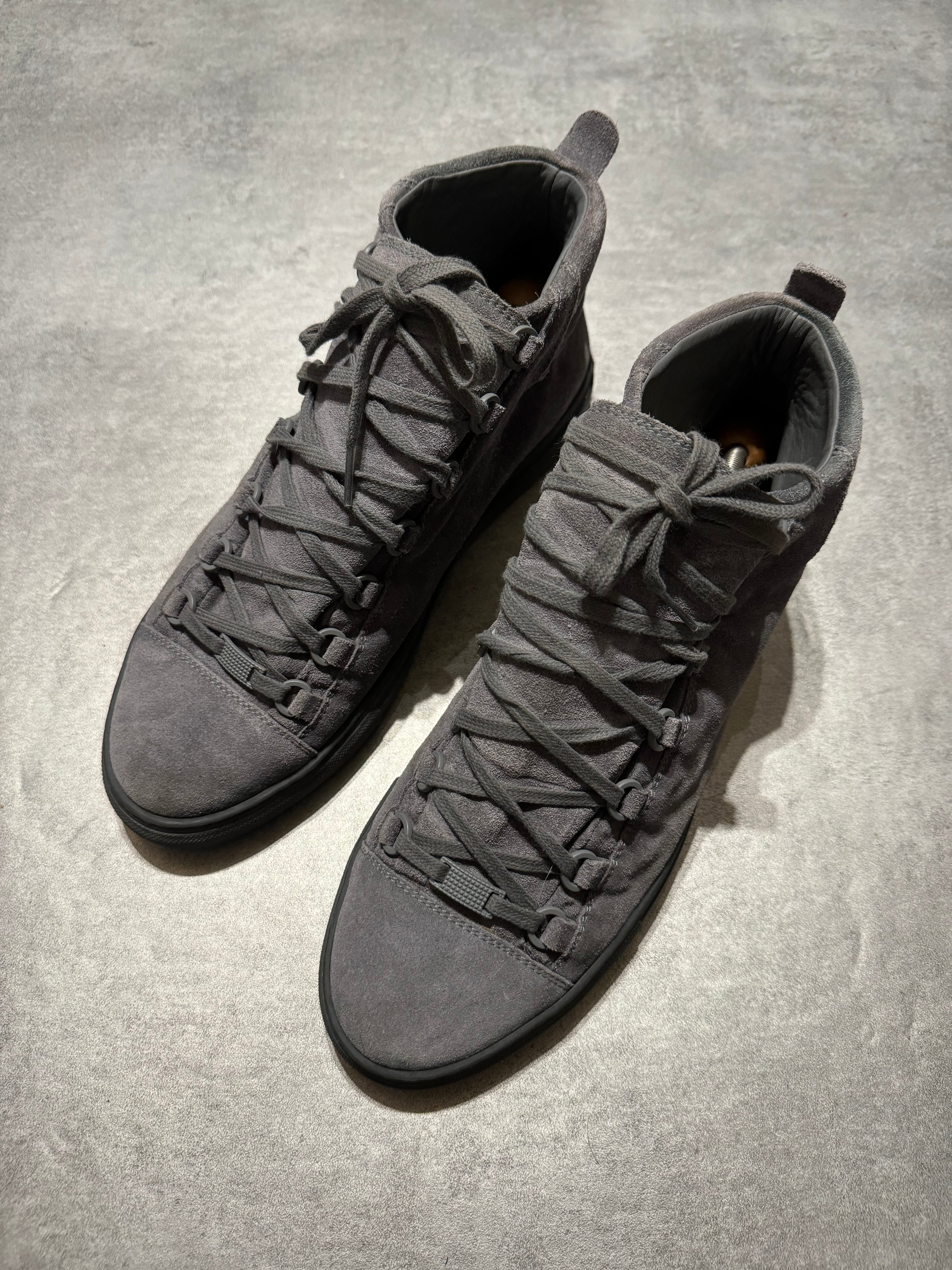 Balenciaga Arena Grey Suede High Top Sneakers (41) - 8