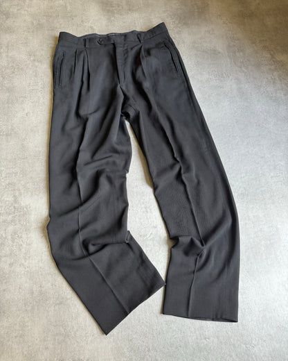 1980s Emporio Armani Black Soft Tailored Pants (M) - 7