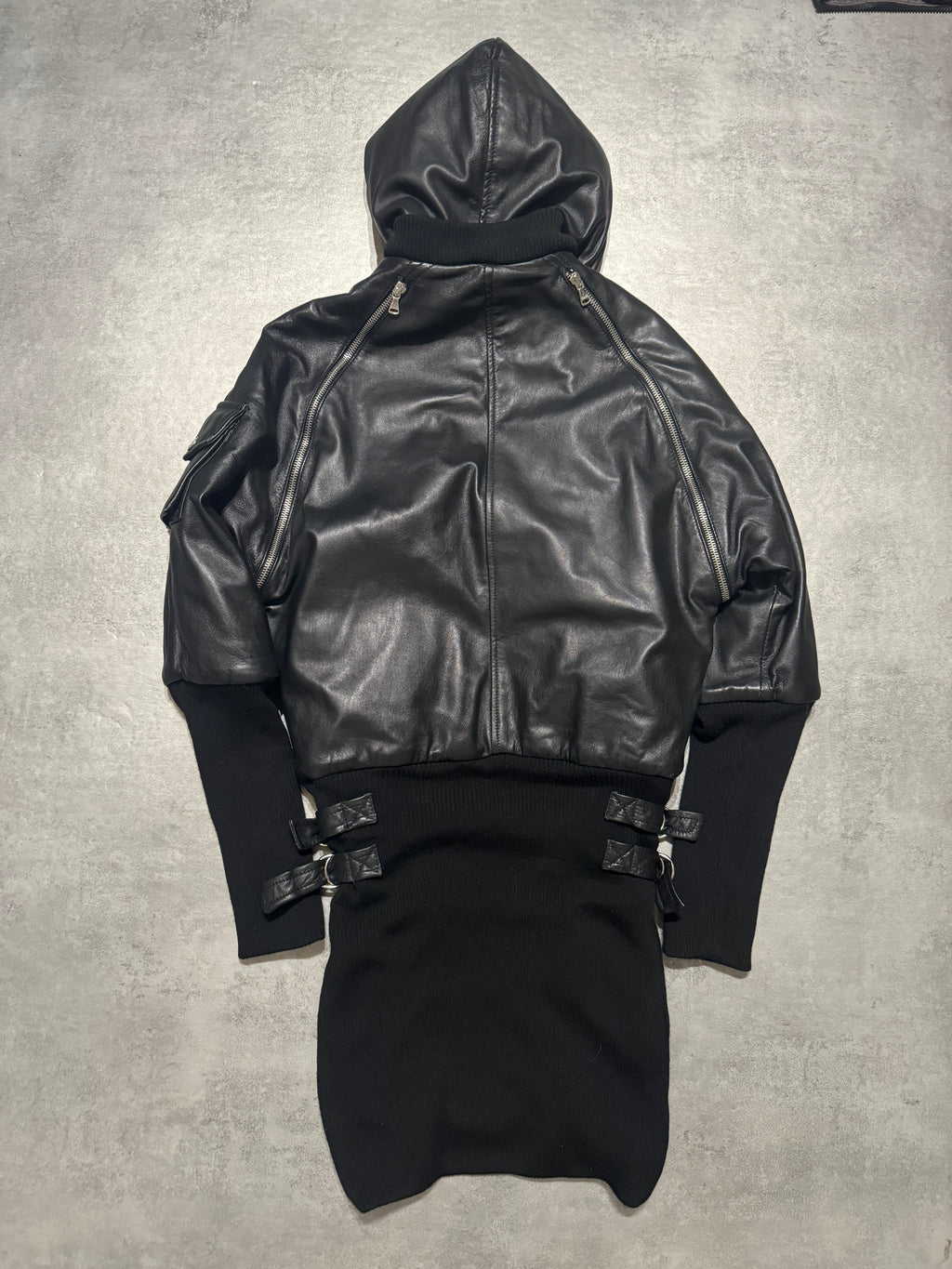 AW2003 Dolce & Gabbana Black Multi Zips Hooded Bondage Jacket   (XS/S) - 2
