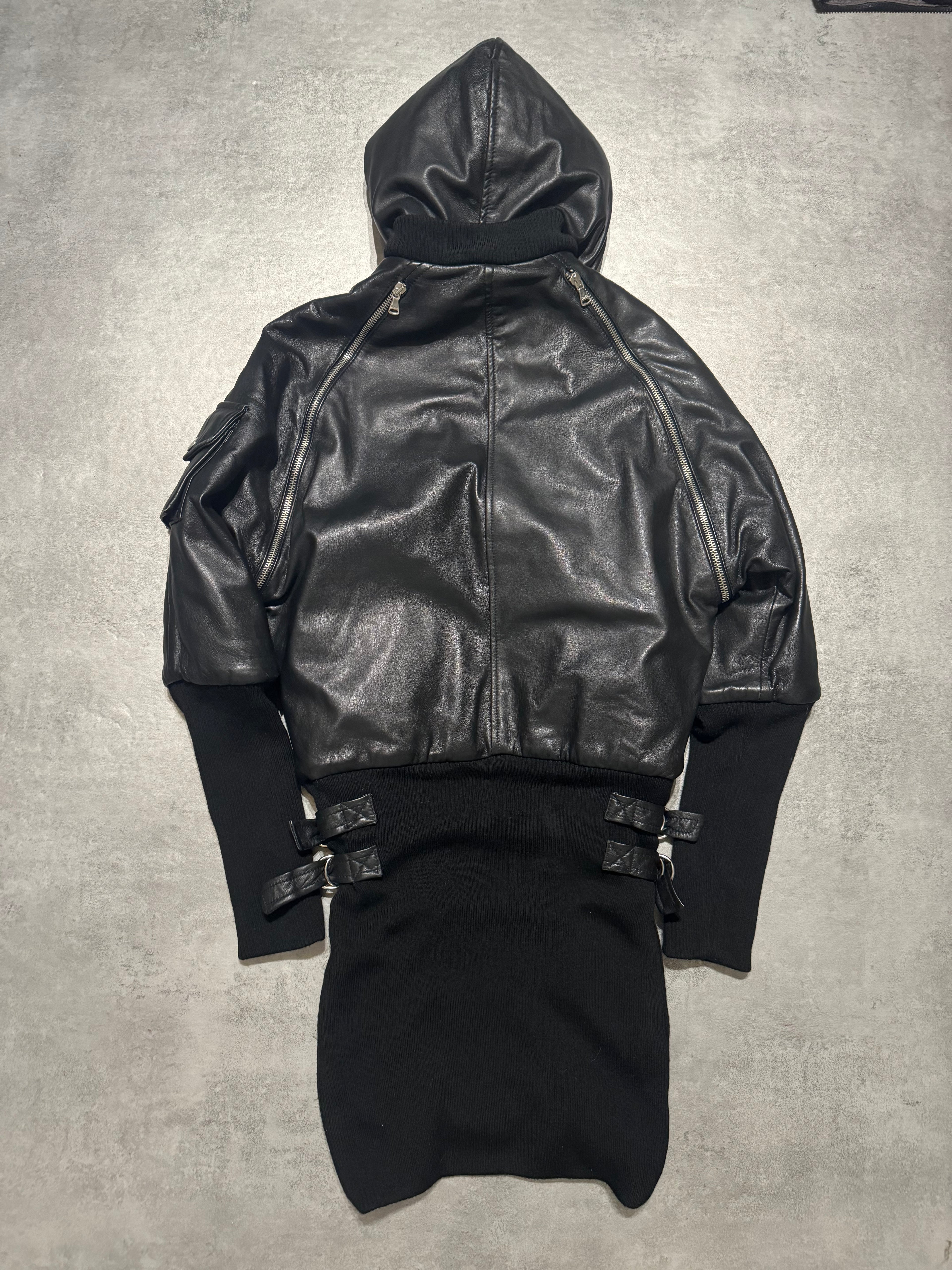 AW2003 Dolce & Gabbana Black Multi Zips Hooded Bondage Jacket   (XS/S) - 2