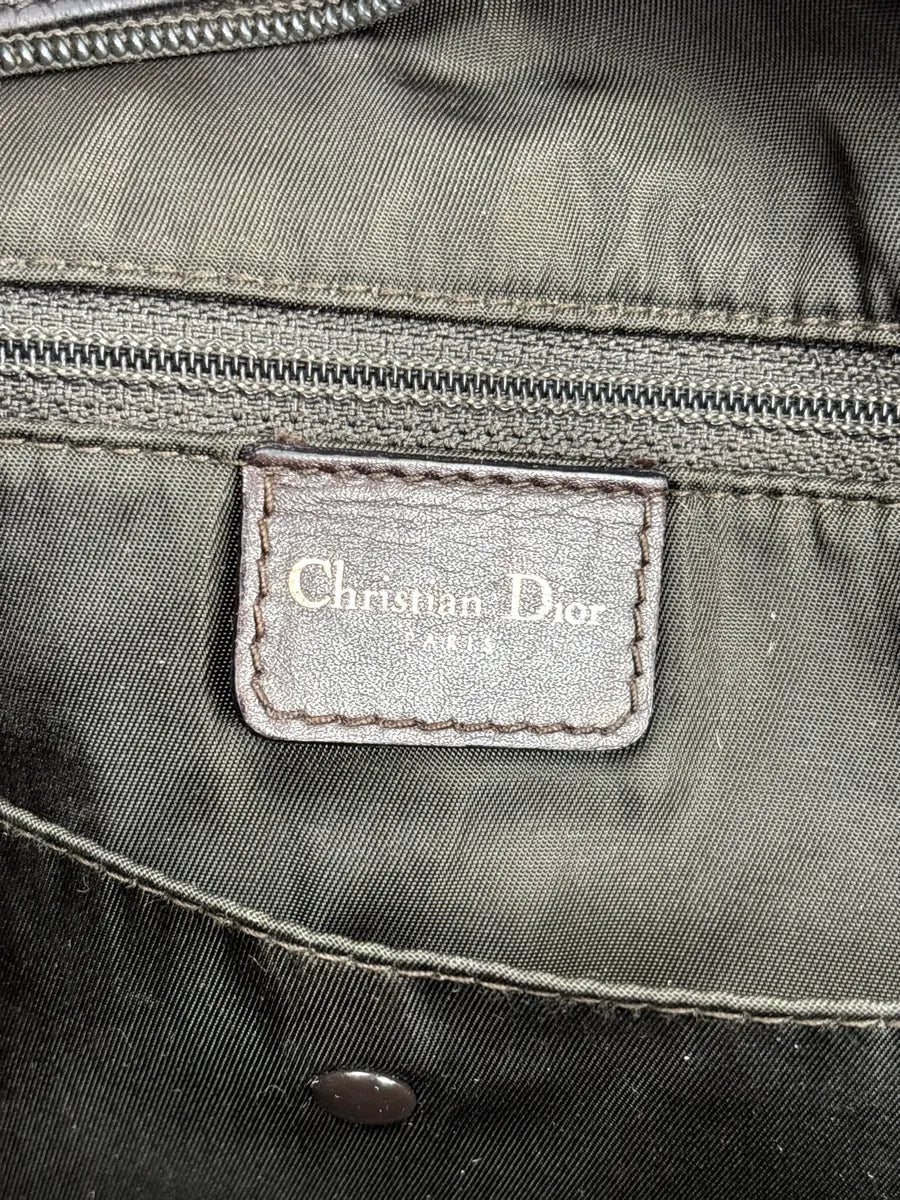 AW2000 Christian Dior Dark Brown Leather Ostrich-Embossed D-Buckle Handle Bag OyXypvRH 19