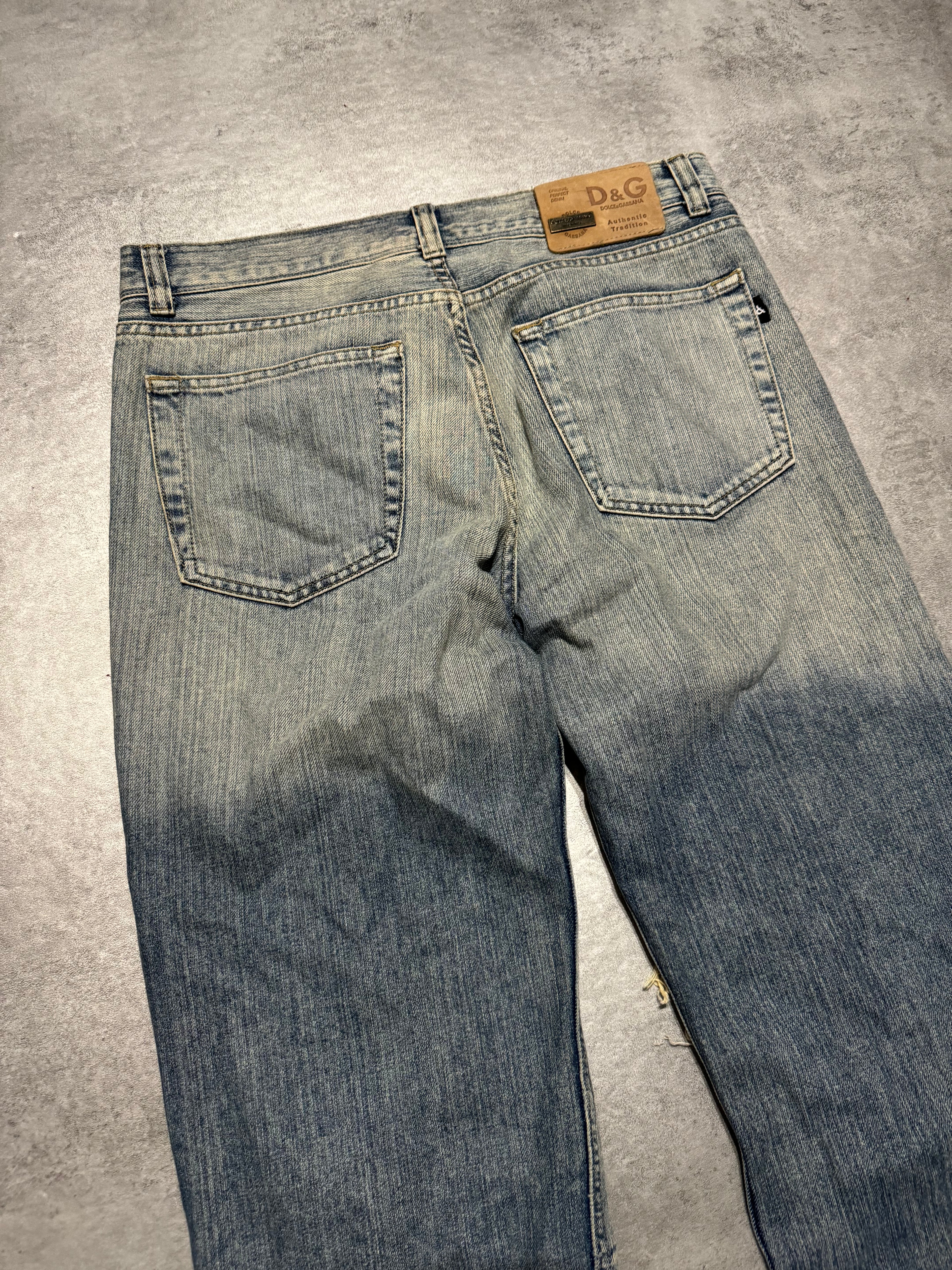 FW2005 Dolce & Gabbana Distressed Faded Poem Denim Jeans (L) - 3