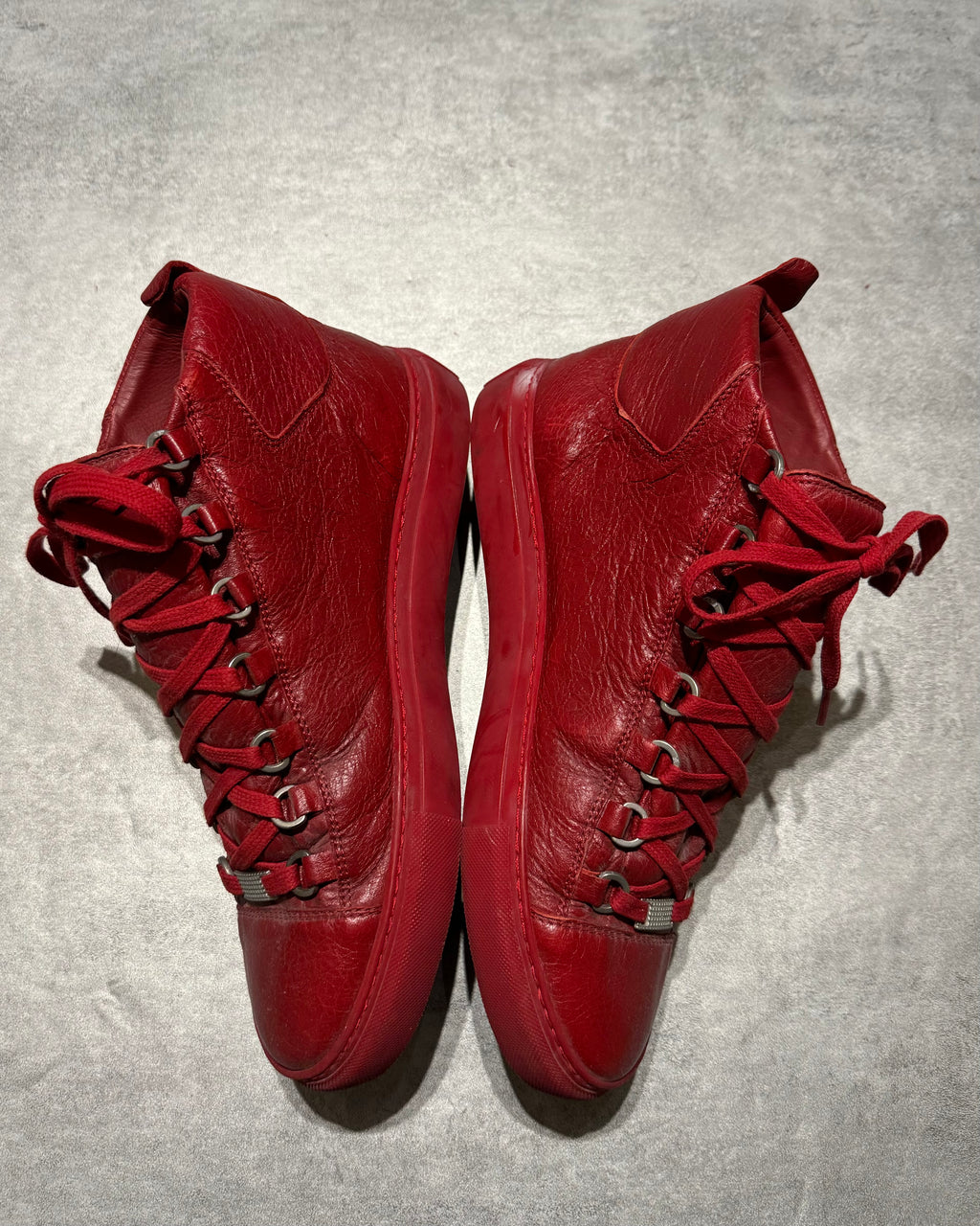Balenciaga Arena Red High Top Leather Sneakers (41,5) - 6