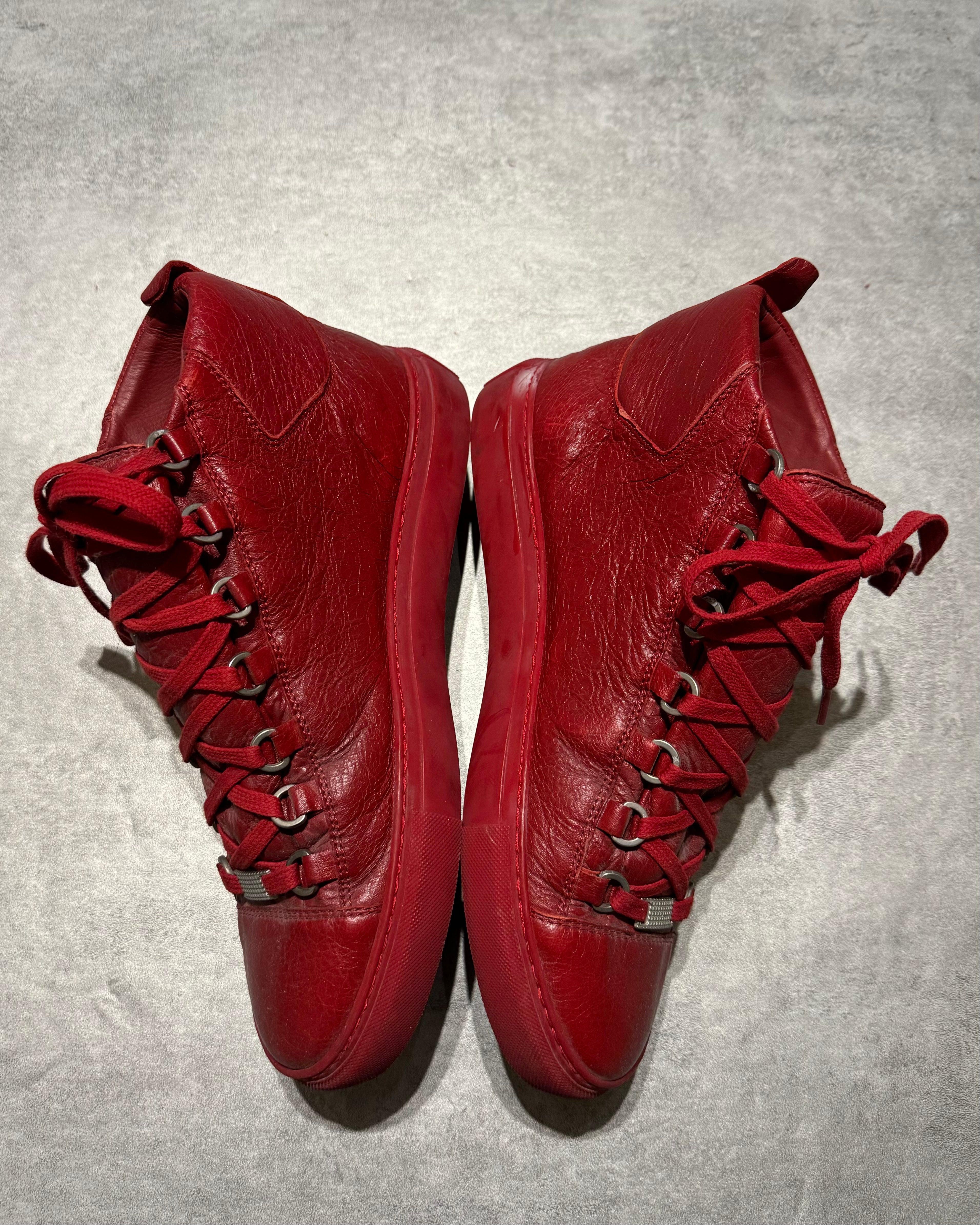 Balenciaga Arena Red High Top Leather Sneakers (41,5) - 6