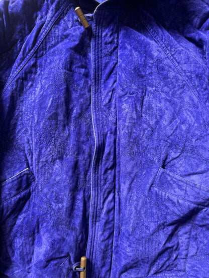 1980s Gianni Versace Blue Royal Bomber Hooded Jacket (M) - 10