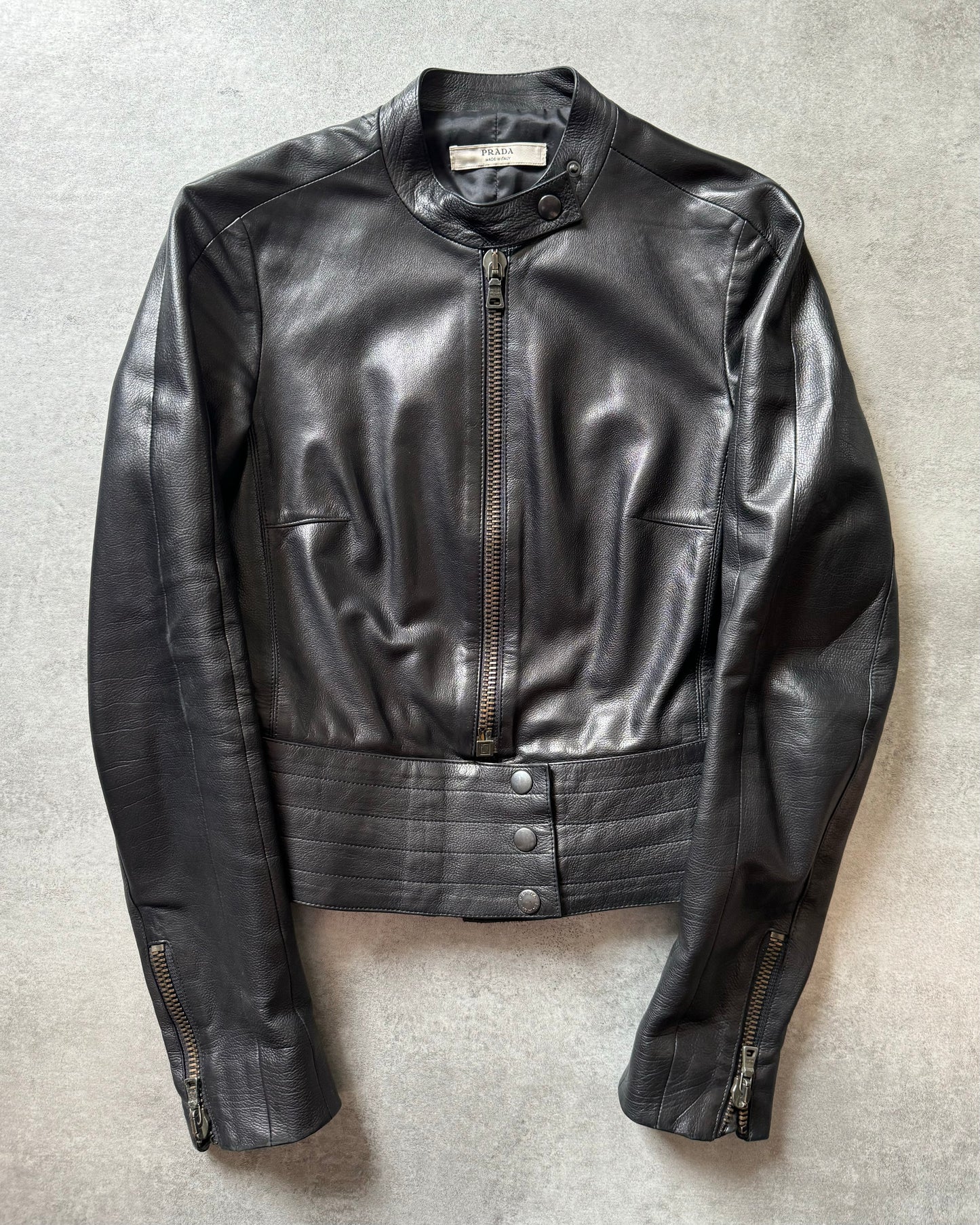 Prada Premium Black Biker Leather Jacket  (S) - 1