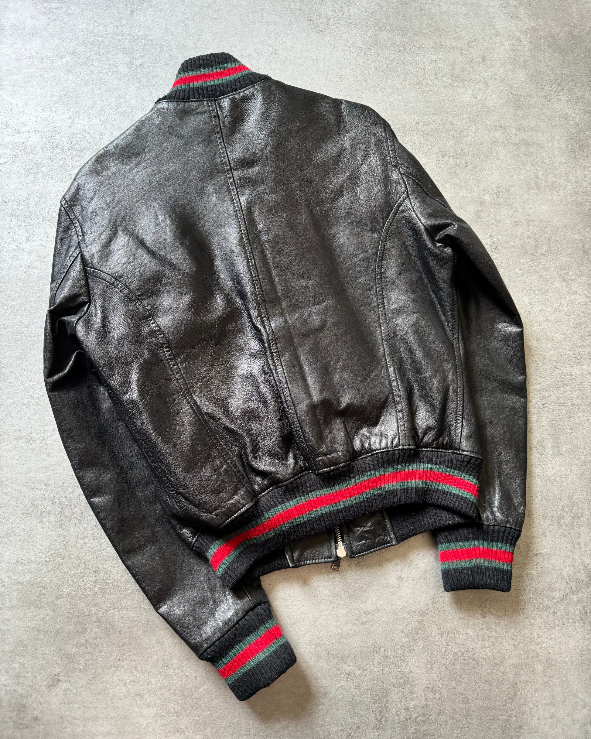 1990s Gucci Signature Black Leather Italian Jacket (M) - 4