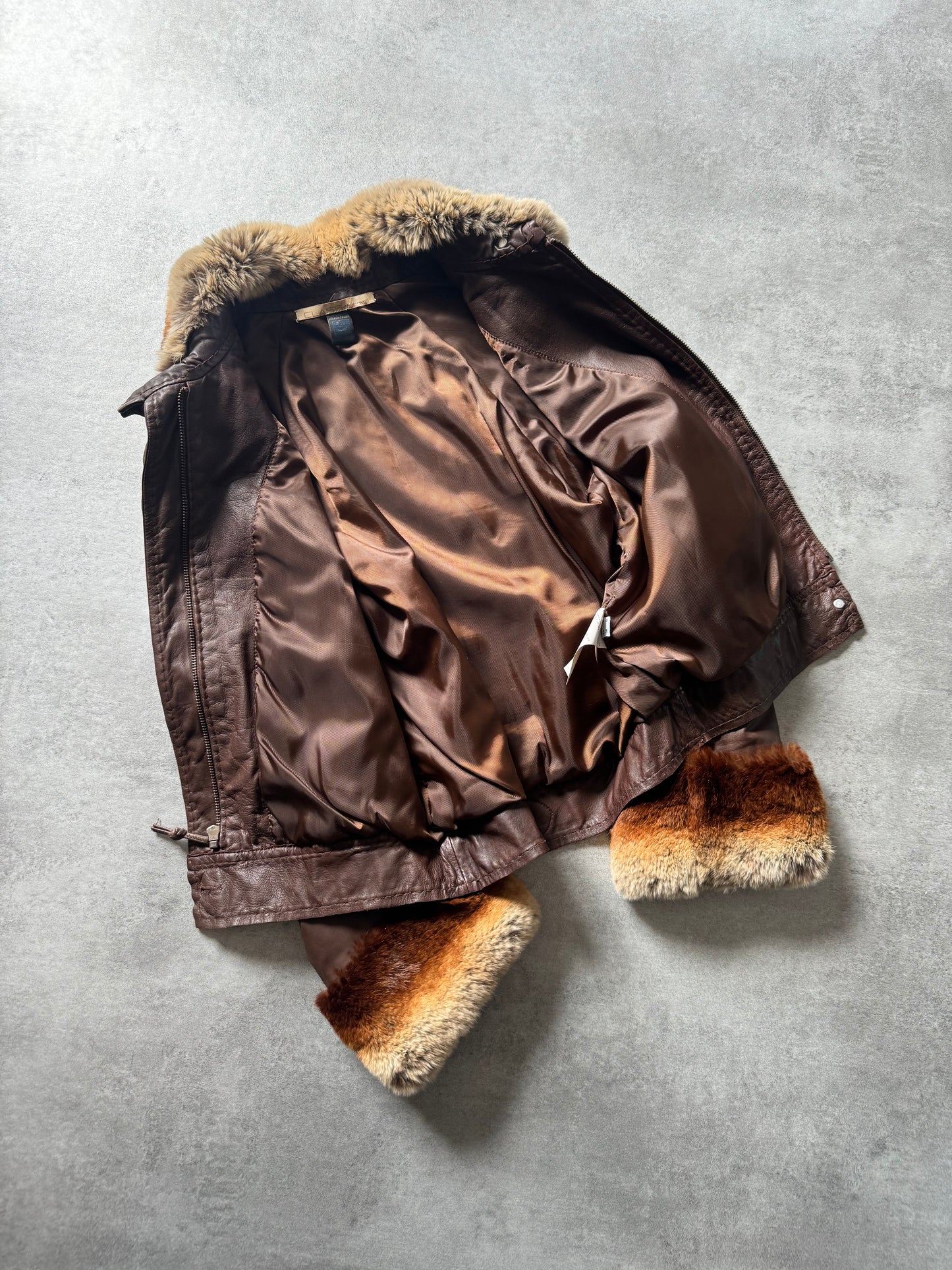 2000s Roberto Cavalli Brown Fur Optimum Leather Jacket  (S) - 4