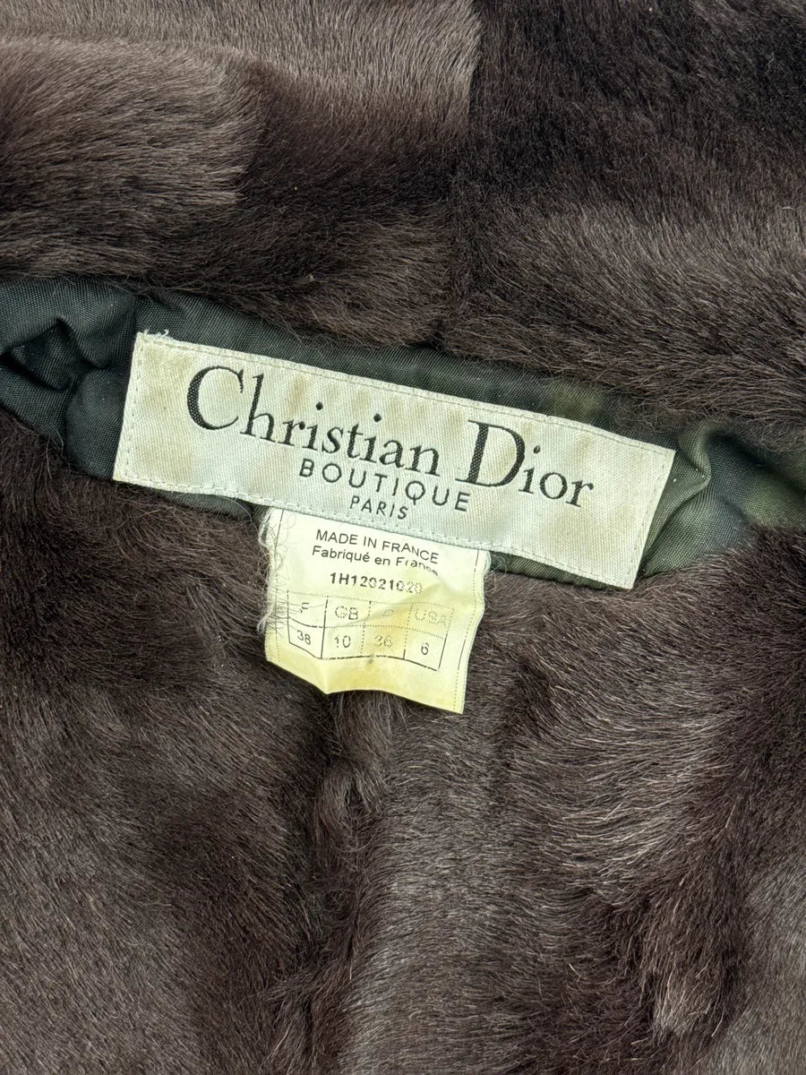 1990s Christian Dior Olive & Black Fur Striped Bomber Jacket PAhLziKn 12