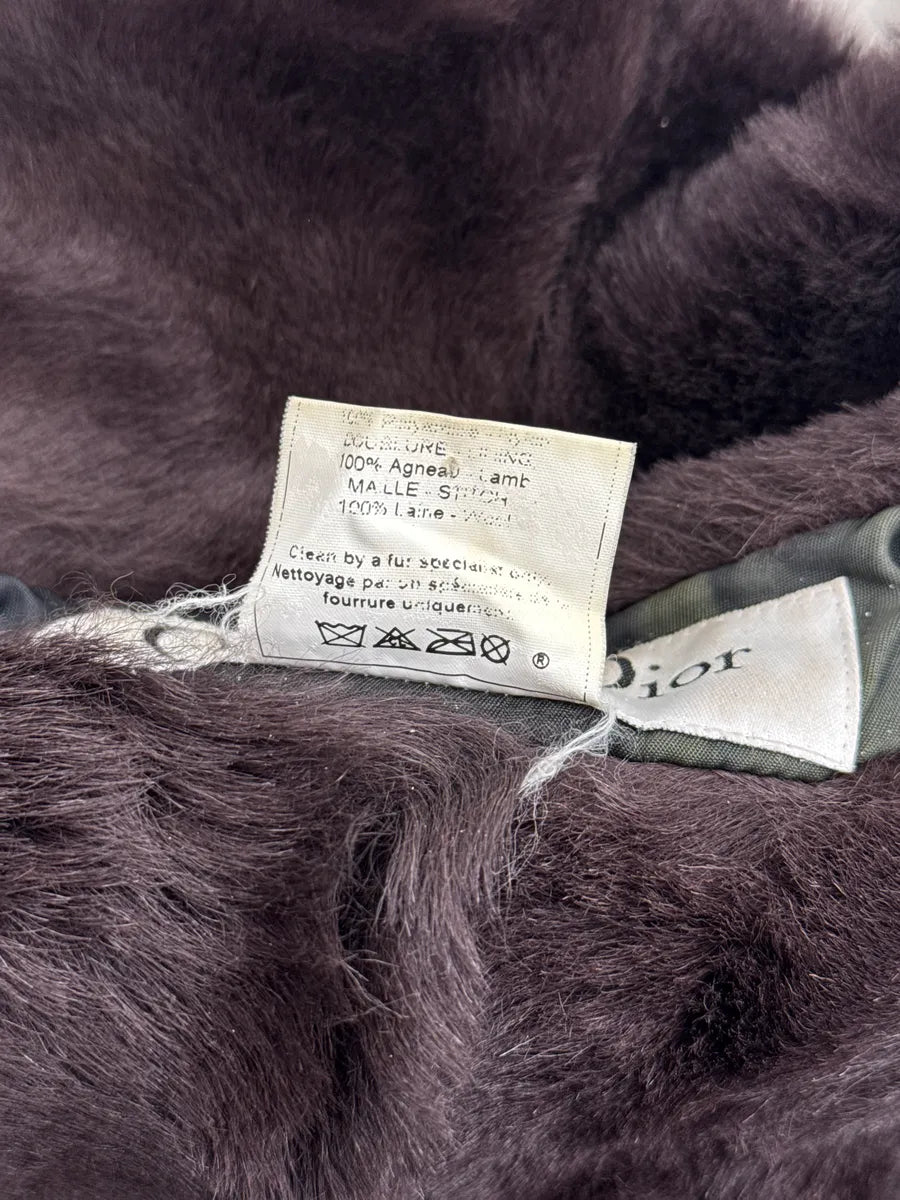 1990s Christian Dior Olive & Black Fur Striped Bomber Jacket PAhLziKn 13