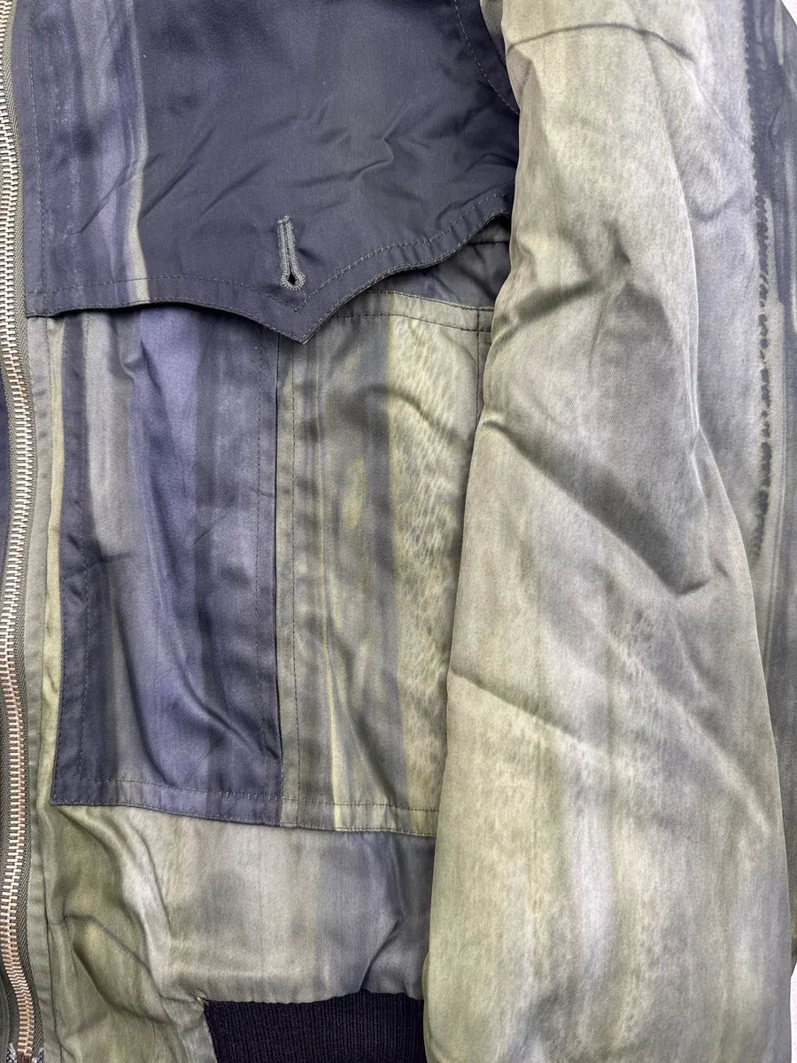 1990s Christian Dior Olive & Black Fur Striped Bomber Jacket PAhLziKn 8