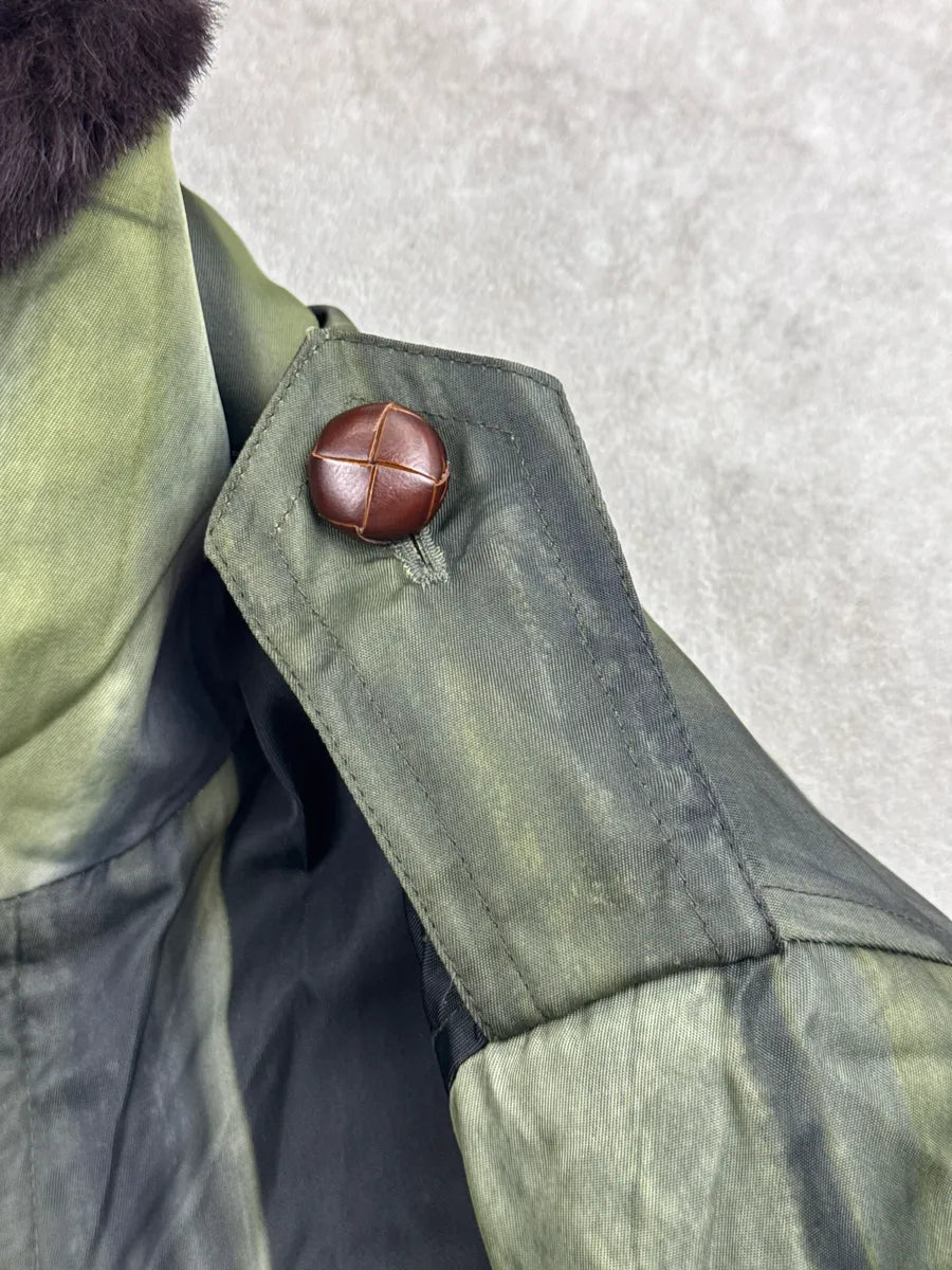 1990s Christian Dior Olive & Black Fur Striped Bomber Jacket PAhLziKn 10