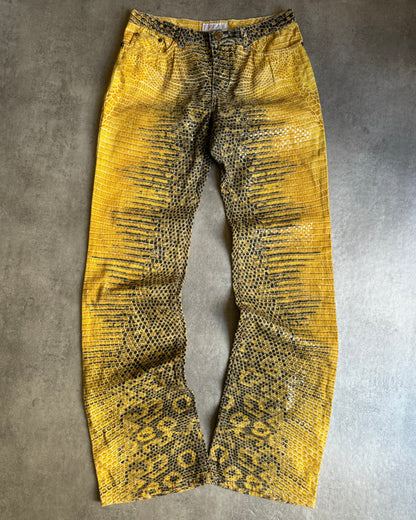 1990s Roberto Cavalli Bees Yellow Scales Pants (S) - 1