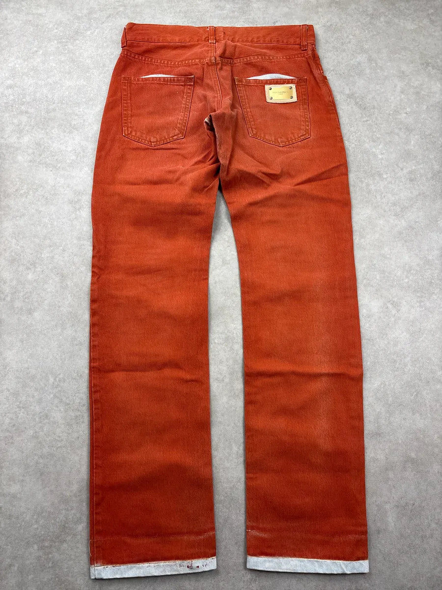 2000s Dolce & Gabbana Orange Contrast Denim Jeans PEgDIpDM 6